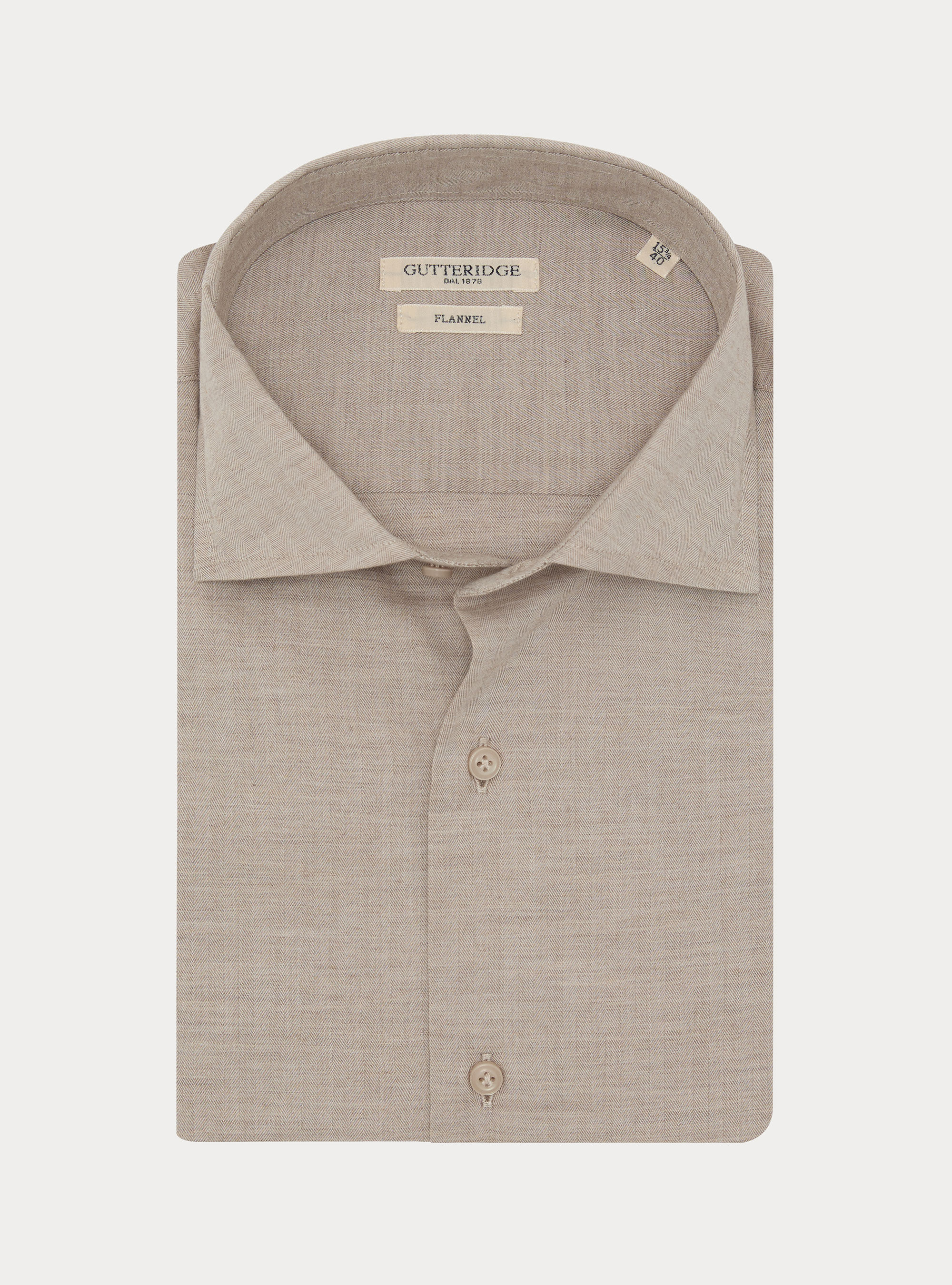 Herringbone cotton flannel shirt, SAND