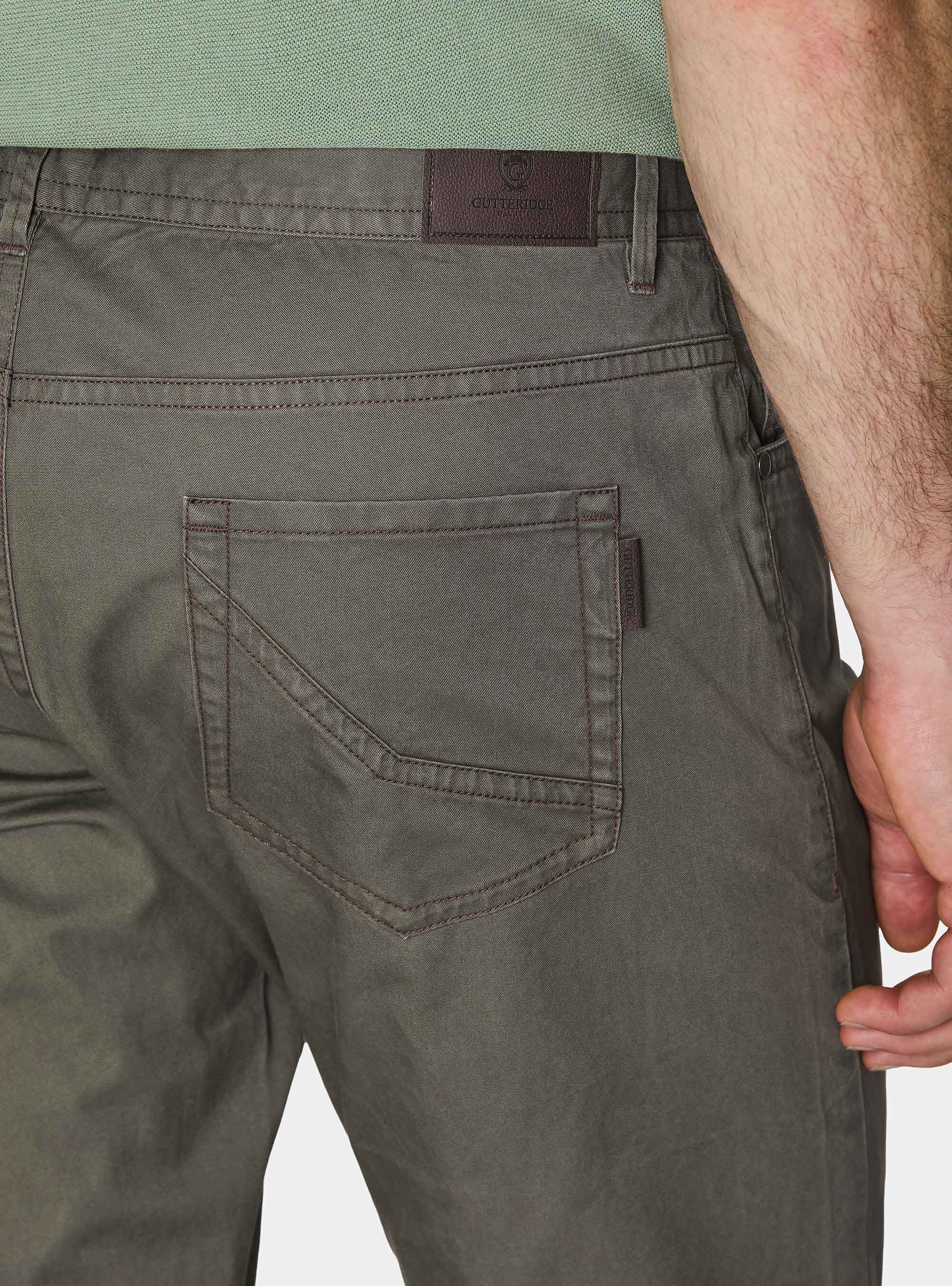 Pantaloni slim fit in cotone lavato, MILITARE 0609C