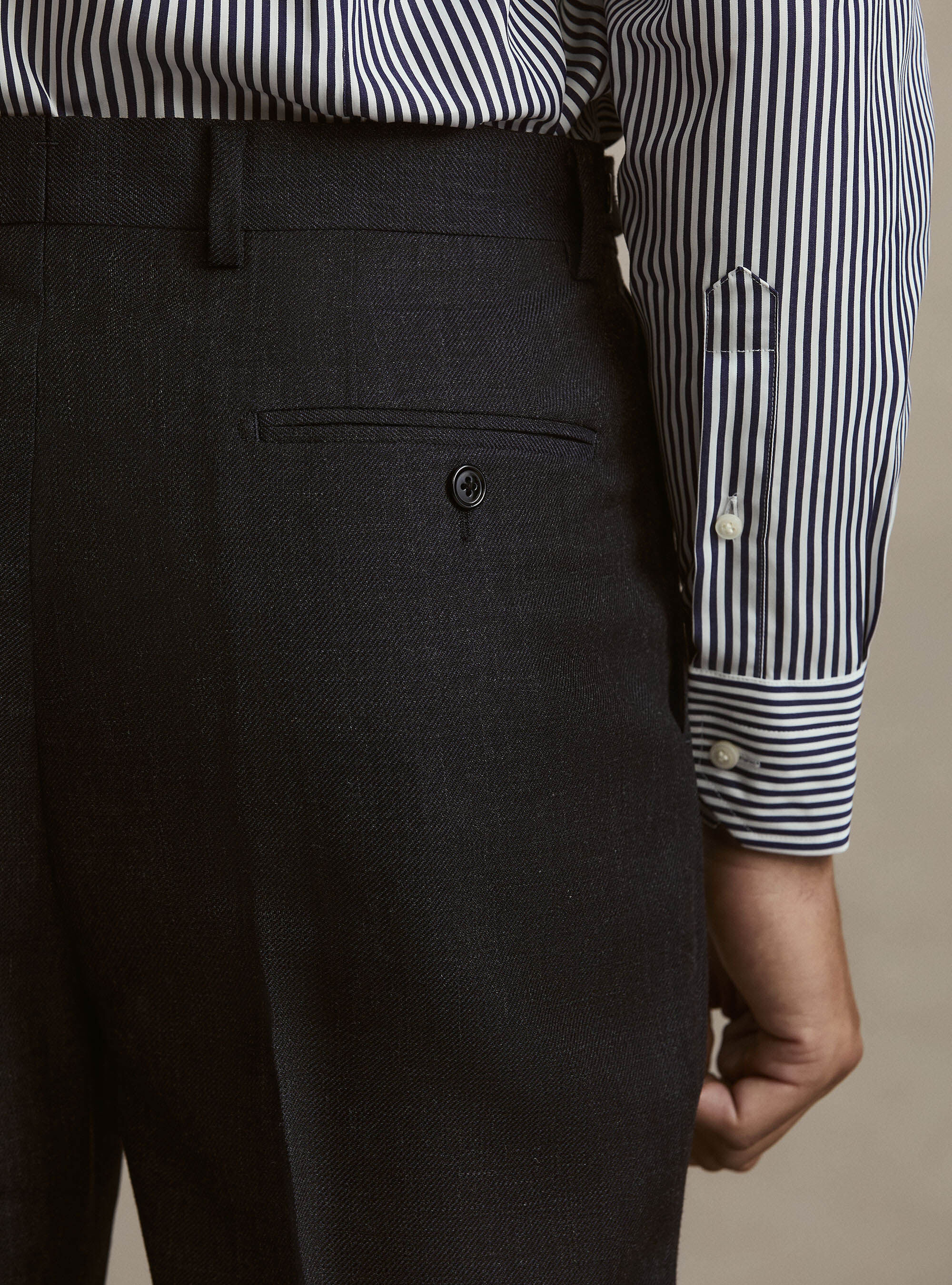 Pantaloni con pince in lana, NAVY BLUE