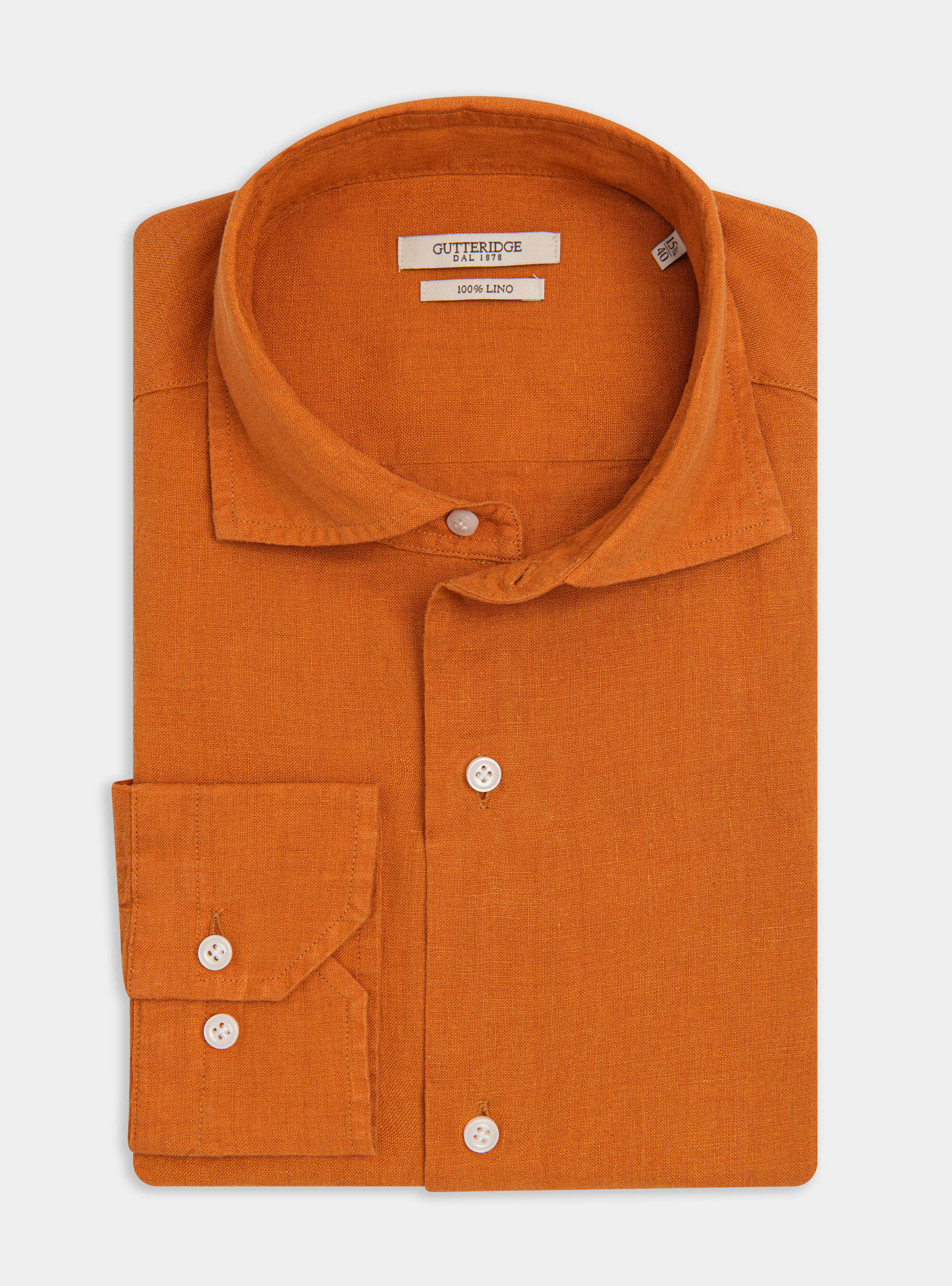 Camicia collo semi francese in puro lino, 0713C ZUCCA