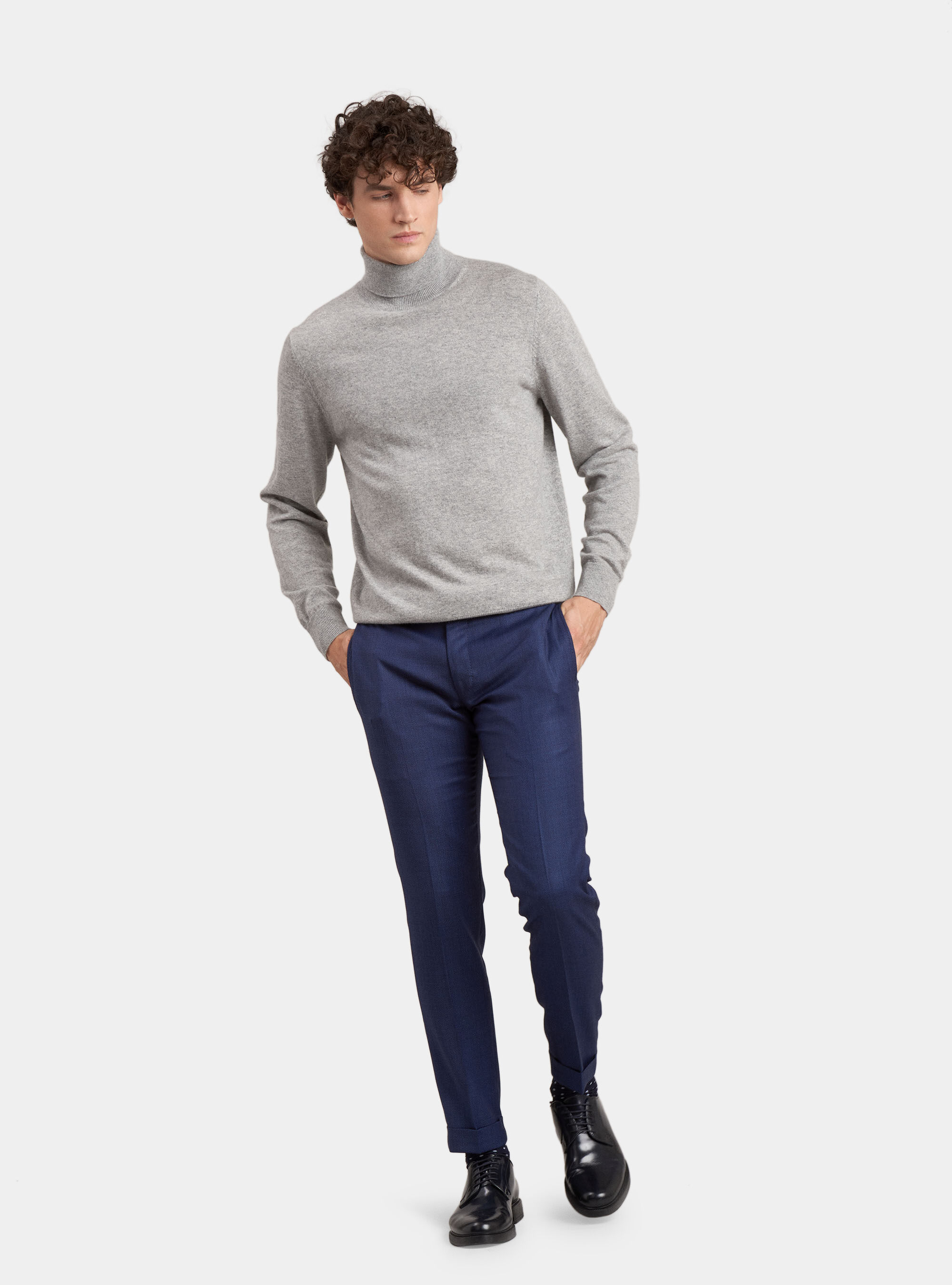 Pull col roul&eacute; 100% cachemire, GRIS CLAIR M&Atilde; LANG&Atilde;