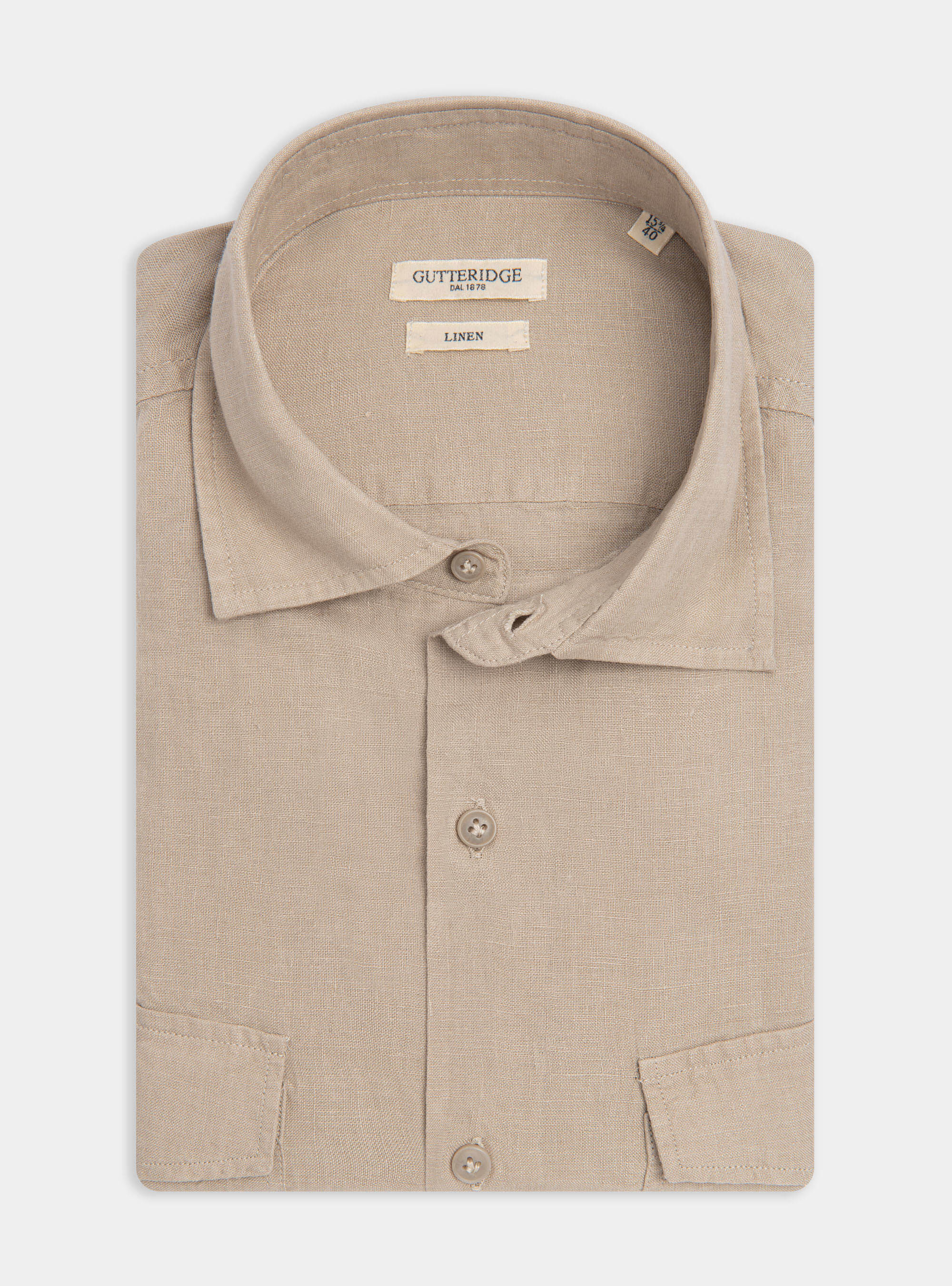 Camicia in puro lino con tasconi, SABBIA