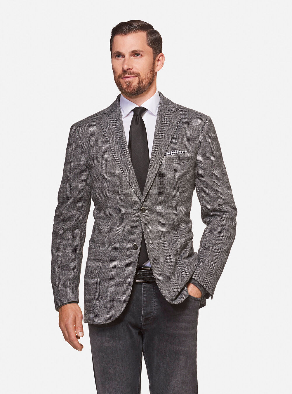 Wool Jersey Prince Of Wales Jacket Gutteridge Gi3744uogu
