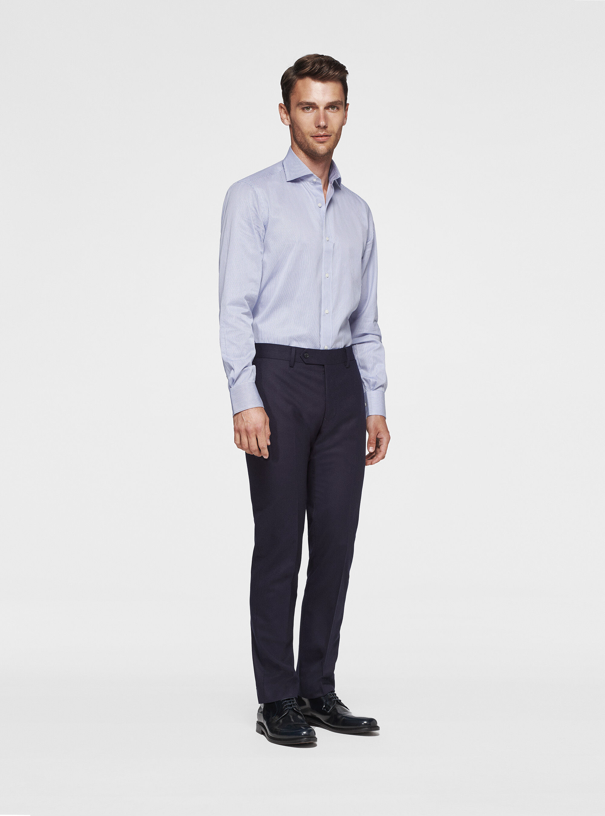 Pure cotton checked shirt, BLUE