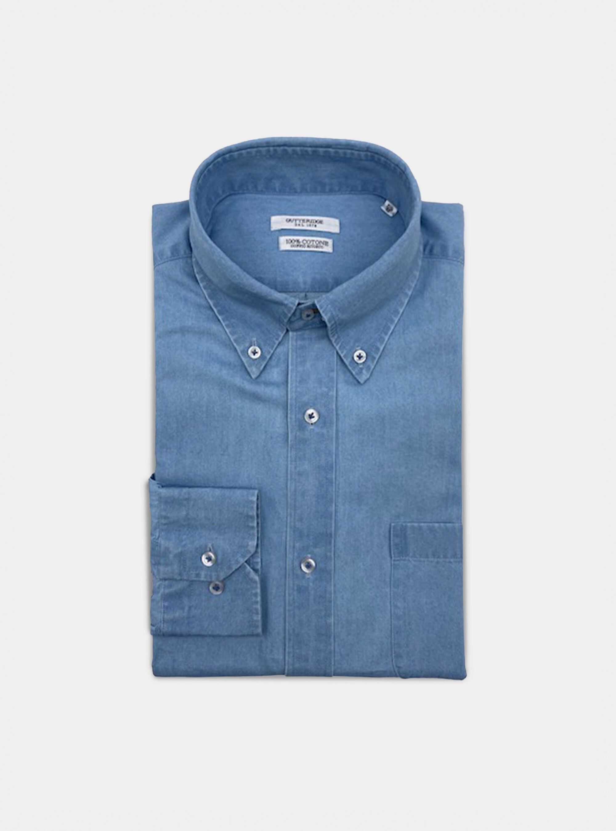 1944 WWII U.S.N. Military Long Sleeve Chambray Shirt - Blue