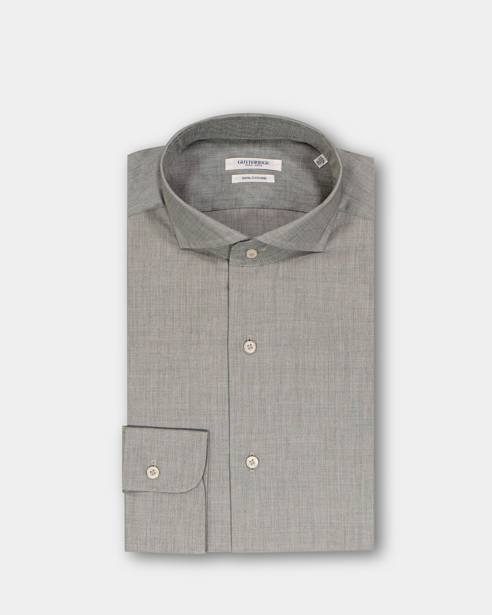 Camicia fil a fil collo francese, GRIGIO CHIARO MELANGE