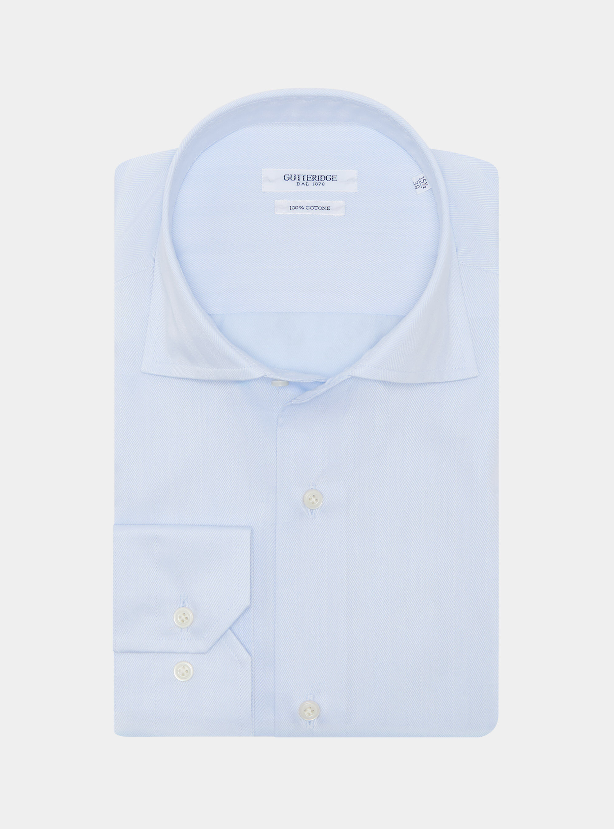 Camicia in twill di cotone spigato, AZZURRO