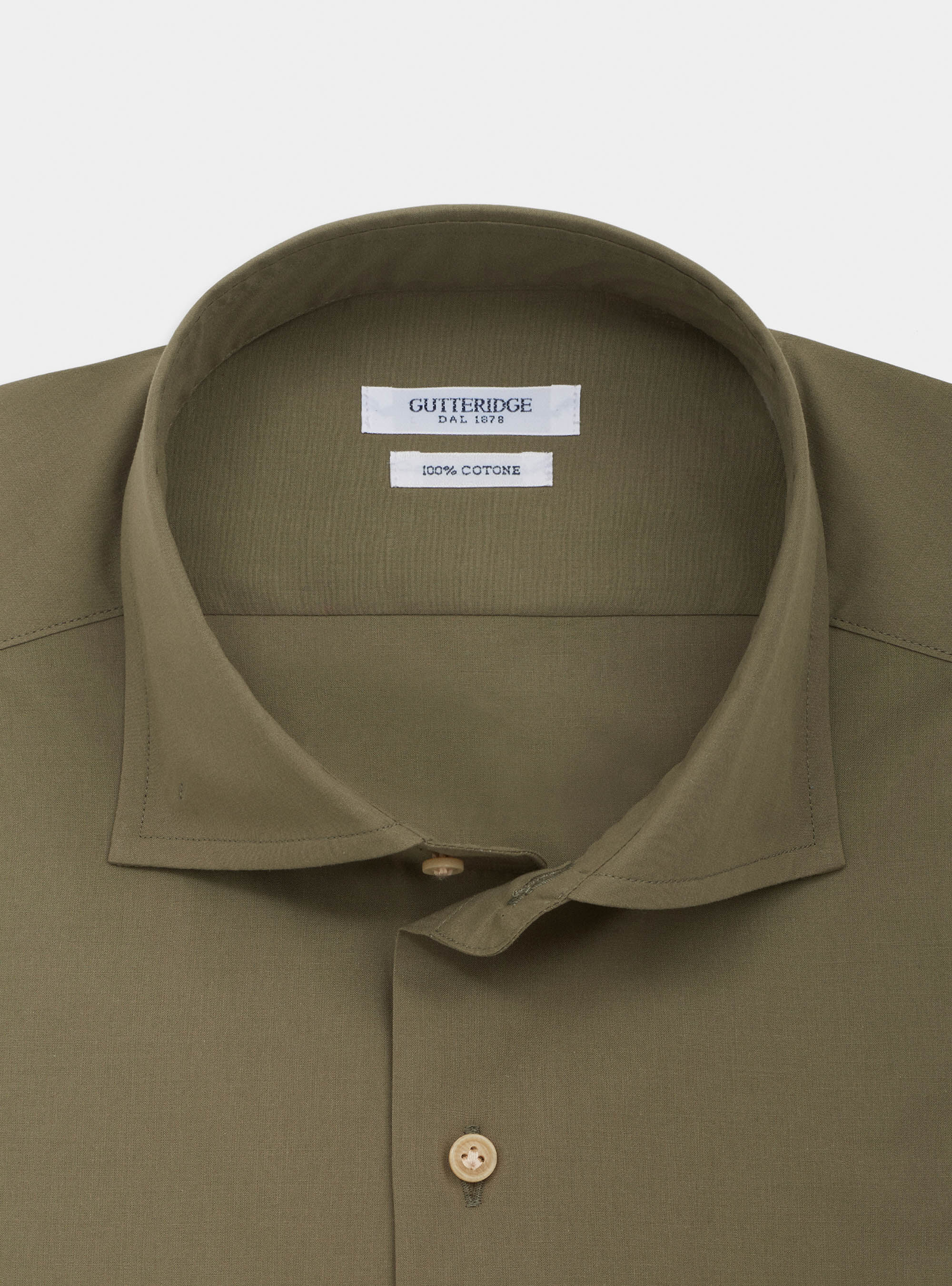 Camicia collo francese in mussola di cotone, VERDE