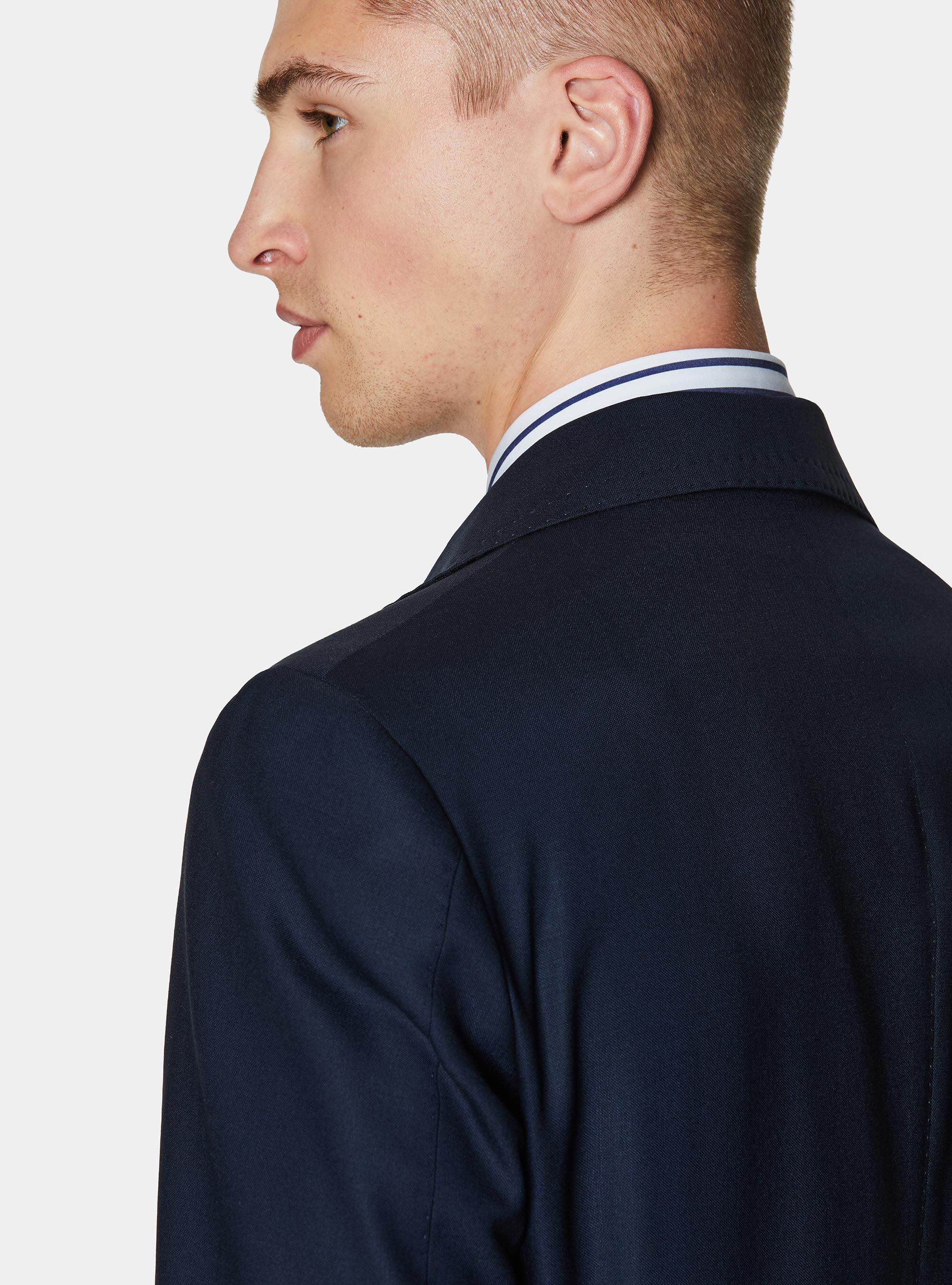 Veste crois&eacute;e en pure laine avec boutons m&eacute;talliques, BLEU