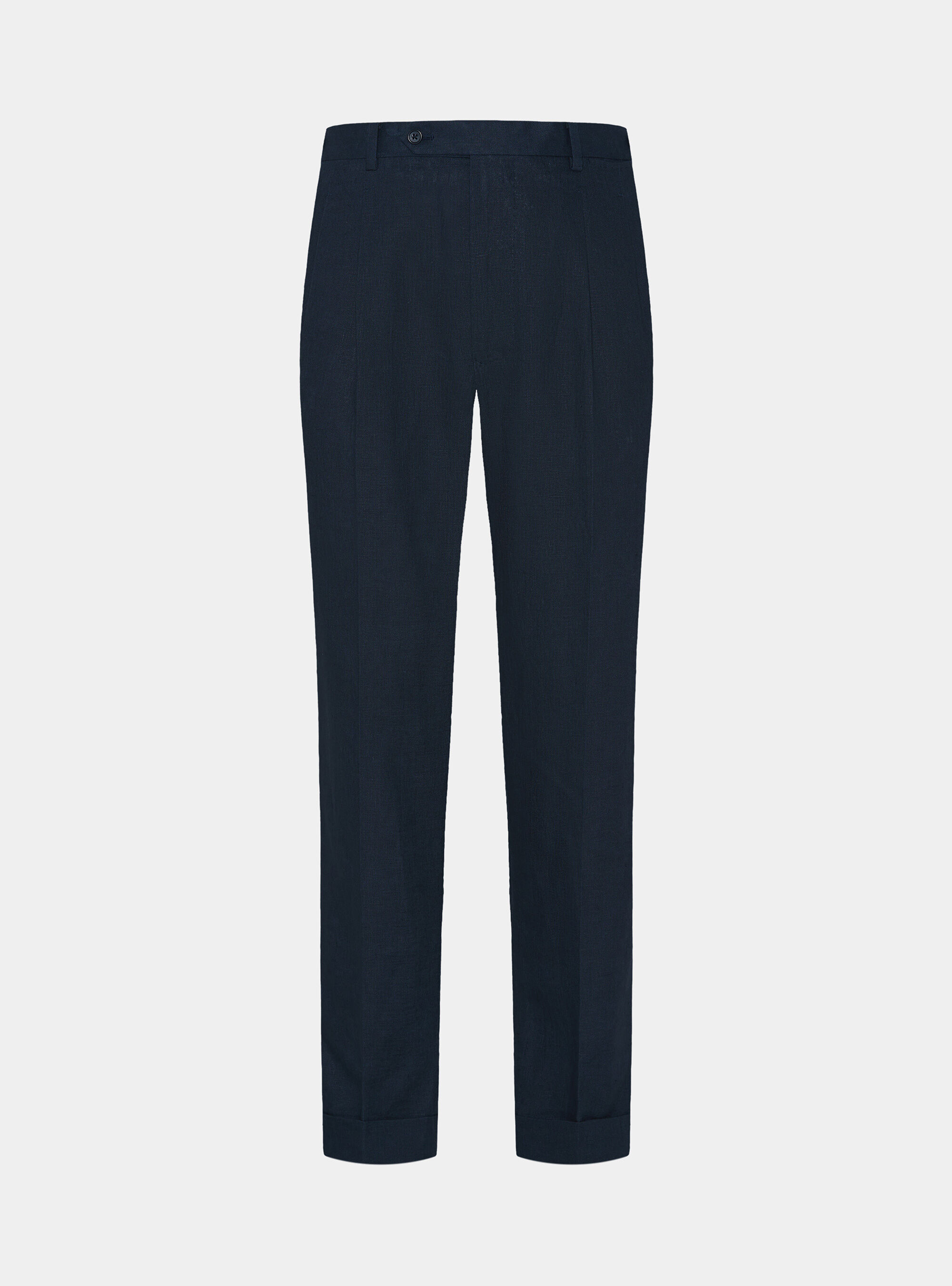 Pantaloni con pince in puro lino, BLU NAVY