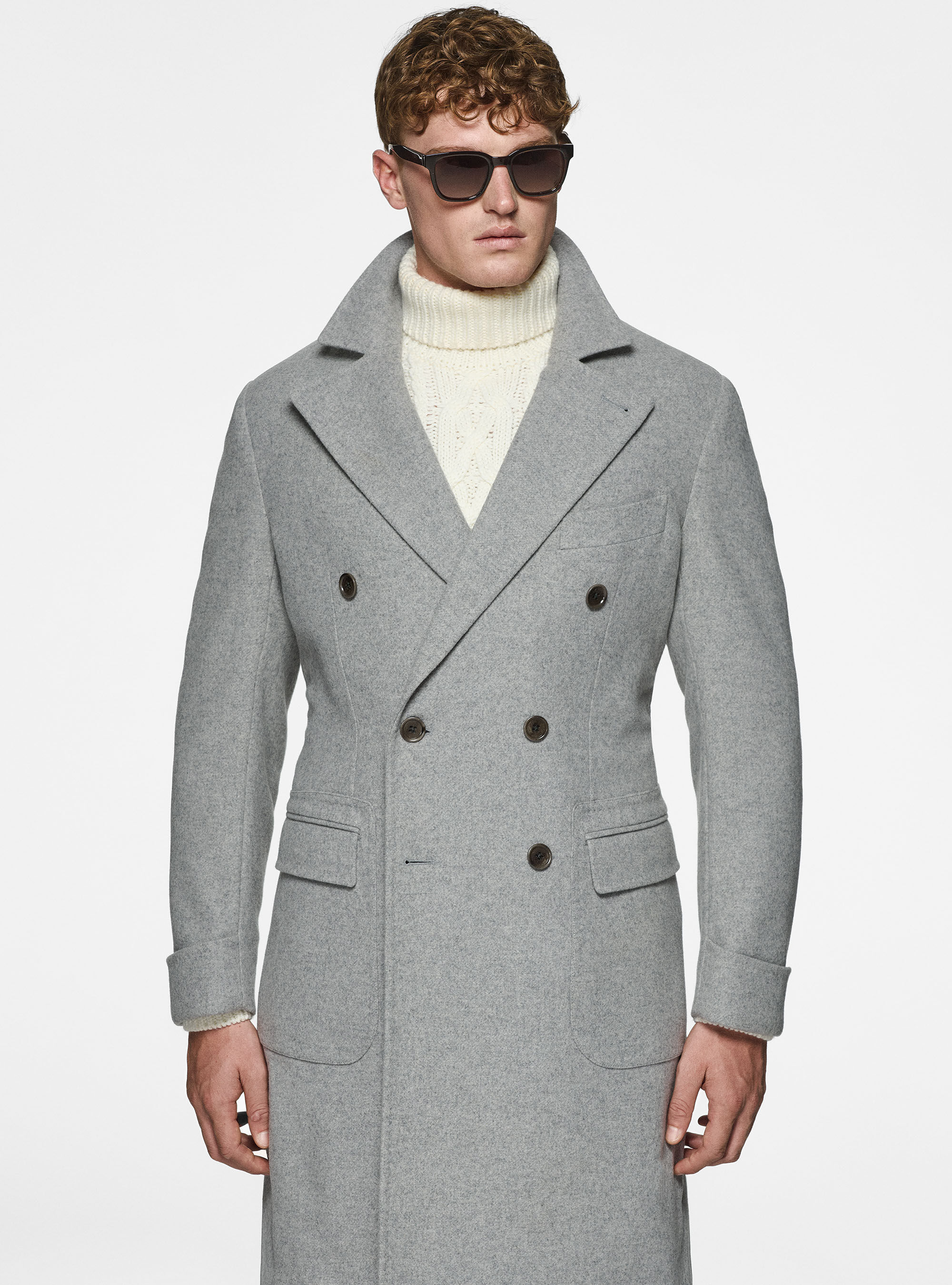 Pure wool double breasted coat