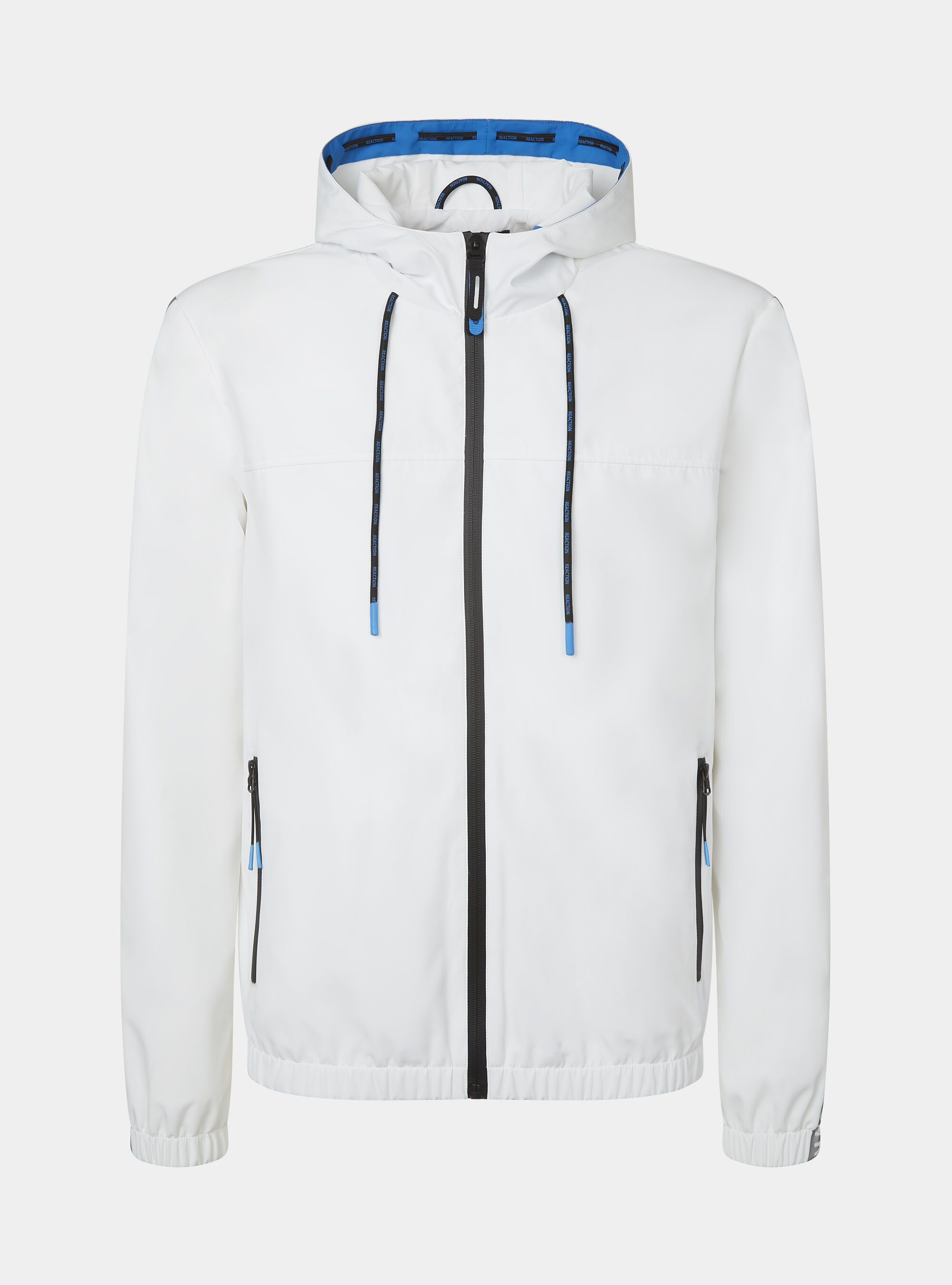 Technical jacket with reflective side bands, WHITE