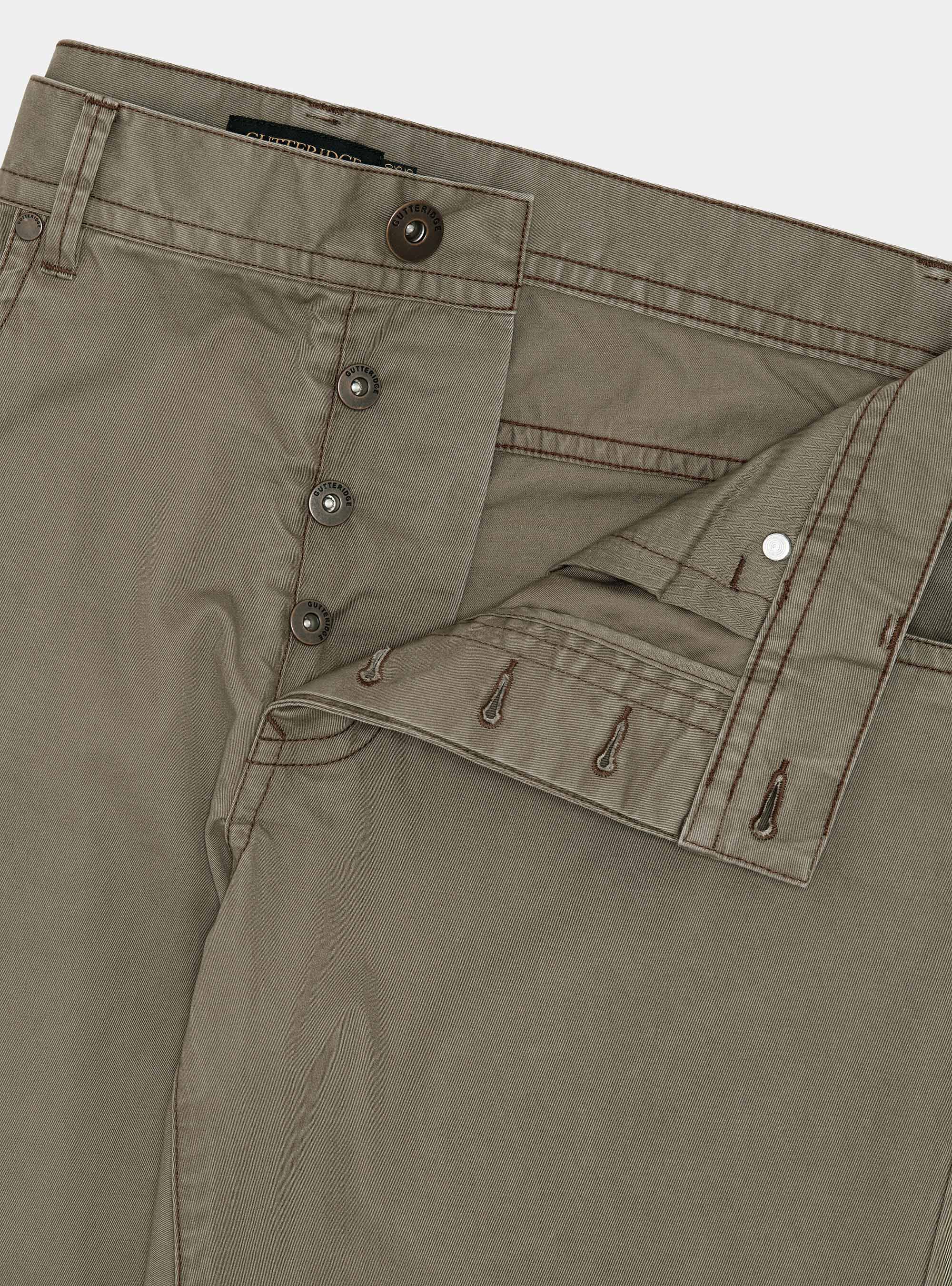 Pantaloni slim fit in cotone lavato, TORTORA 0542C