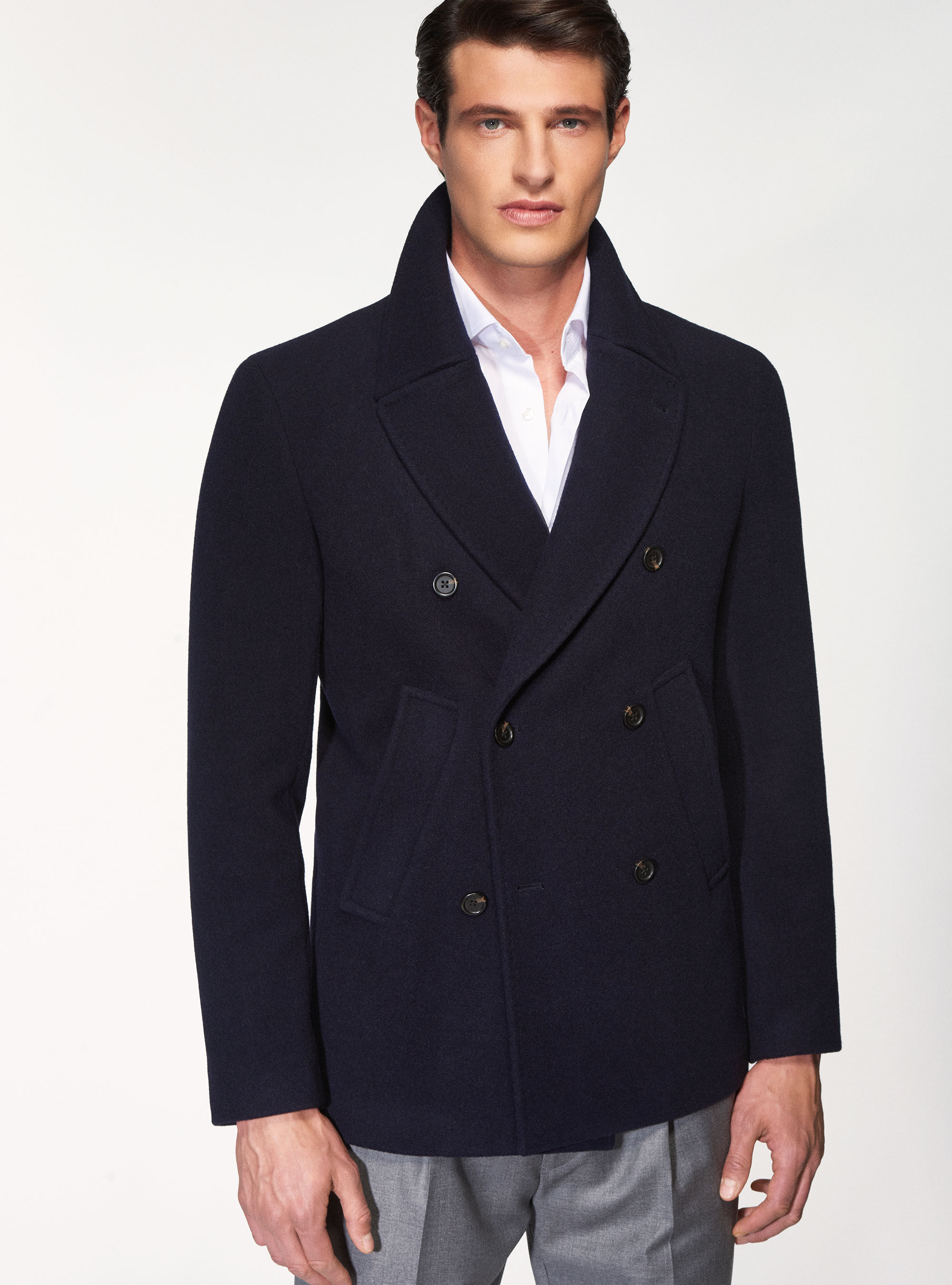 Men's wool blend pea coat 2025