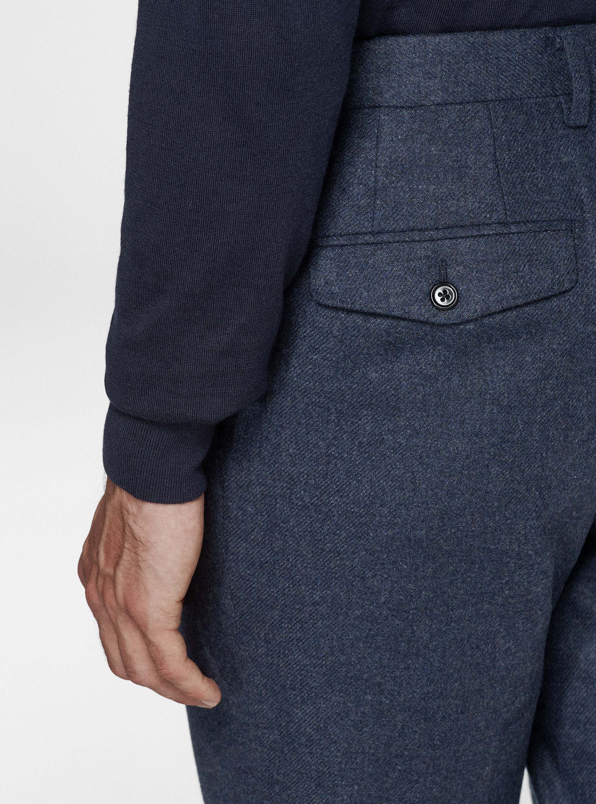 Pantaloni con pince in flanella Duemilagori, INCHIOSTRO