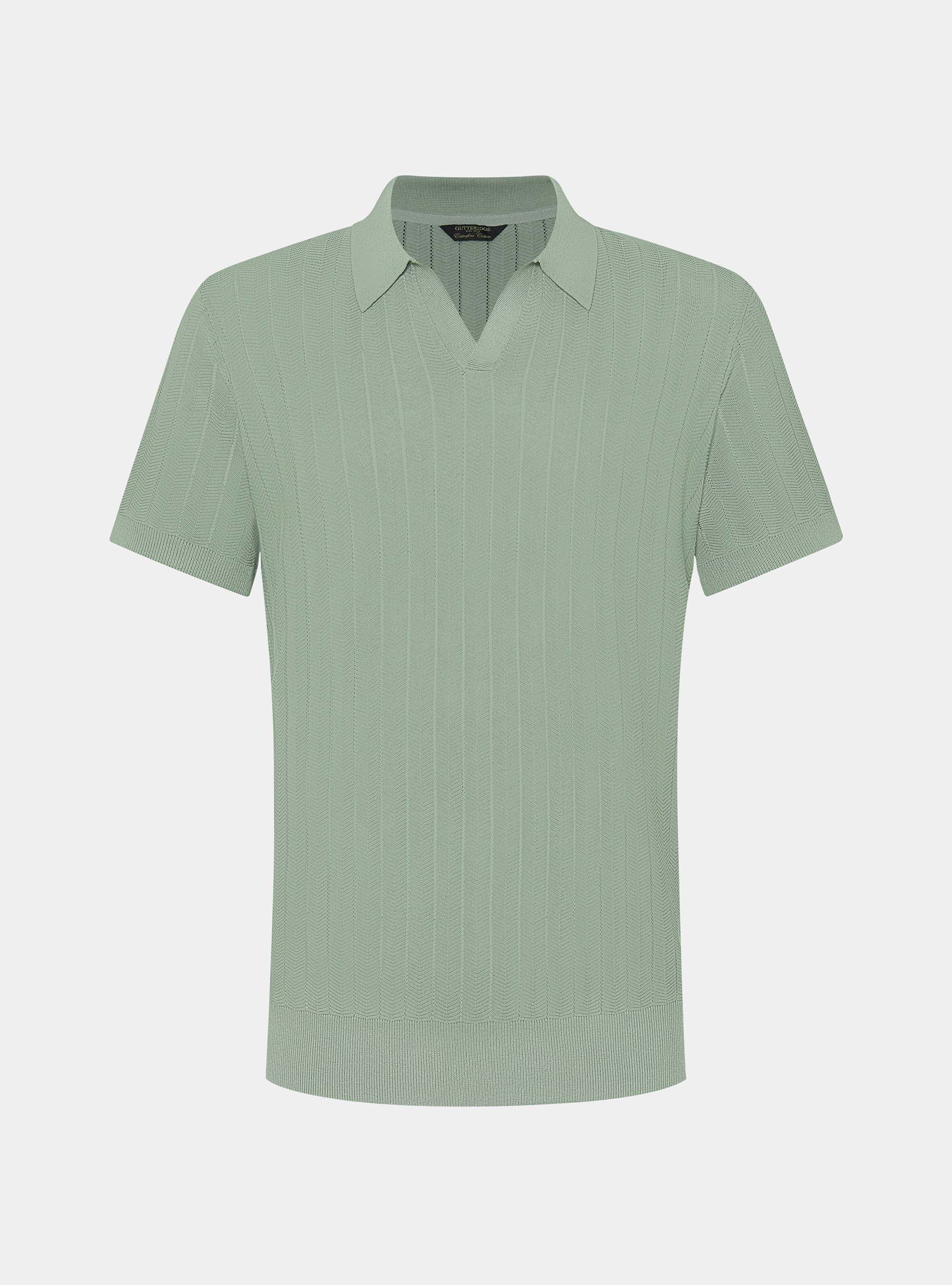 Polo traforata in cotone spigato, SALVIA 0602C