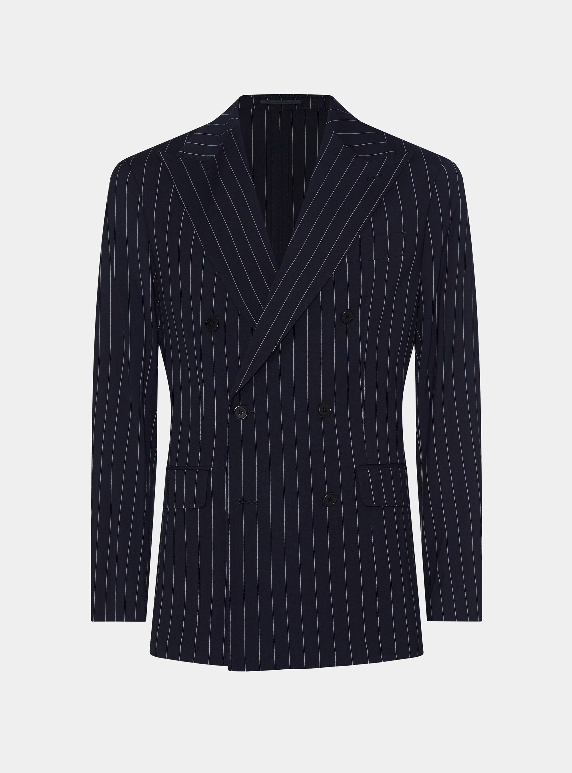 Double-breasted pinstriped suit blazer, NAVY BLUE