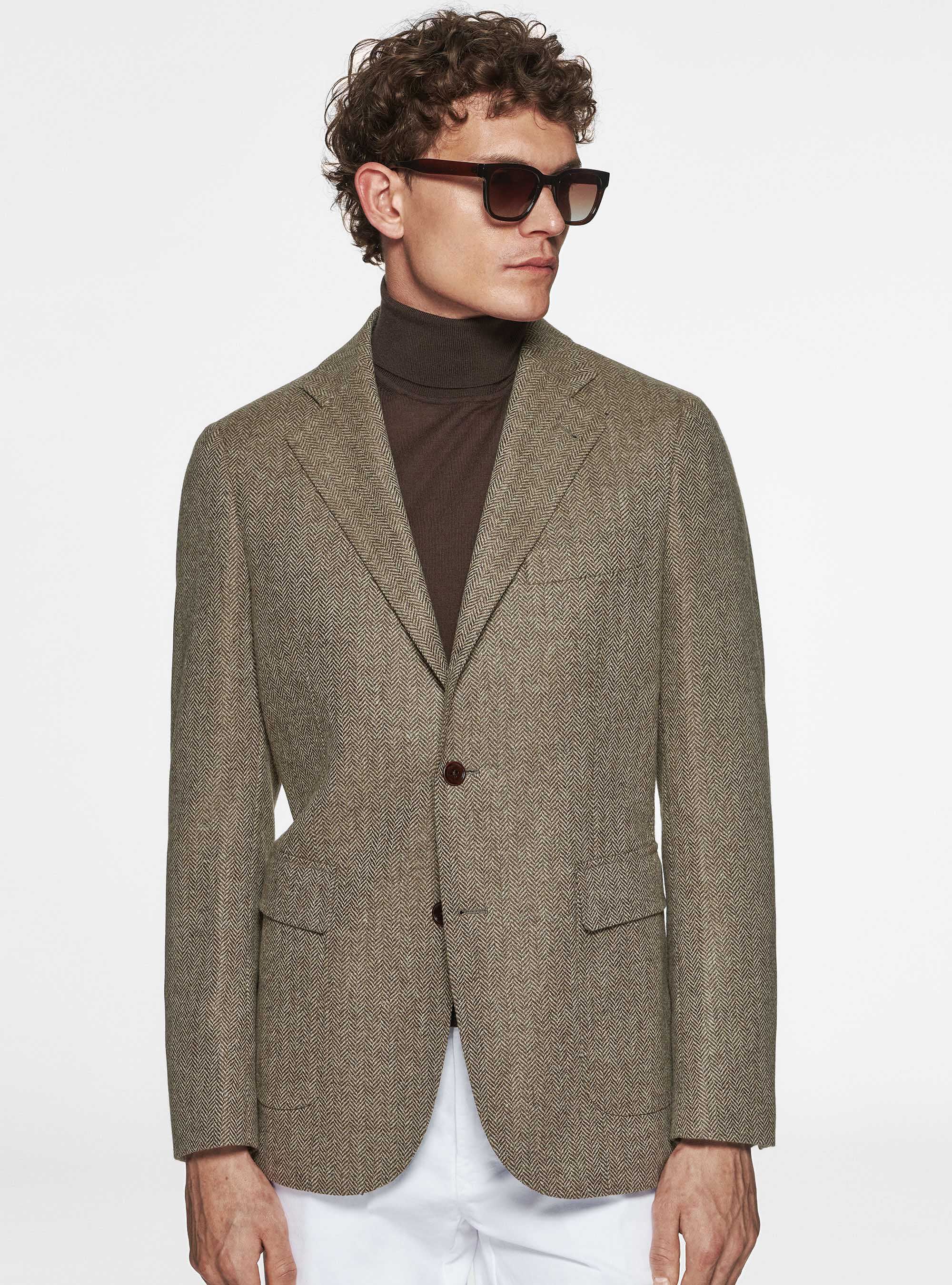 Wool cashmere herringbone blazer Lanificio di Pray