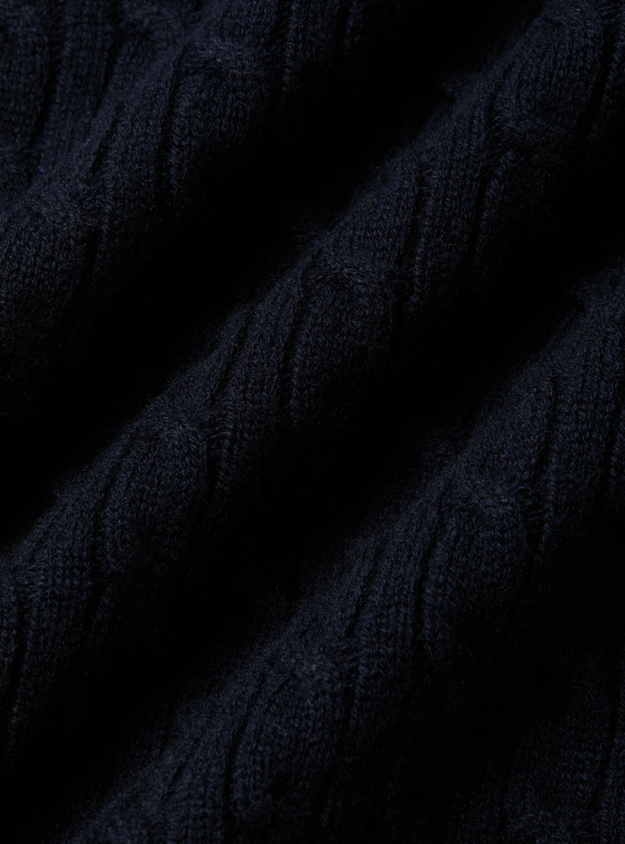Girocollo in maglia con treccia in lana cashmere, BLU NAVY