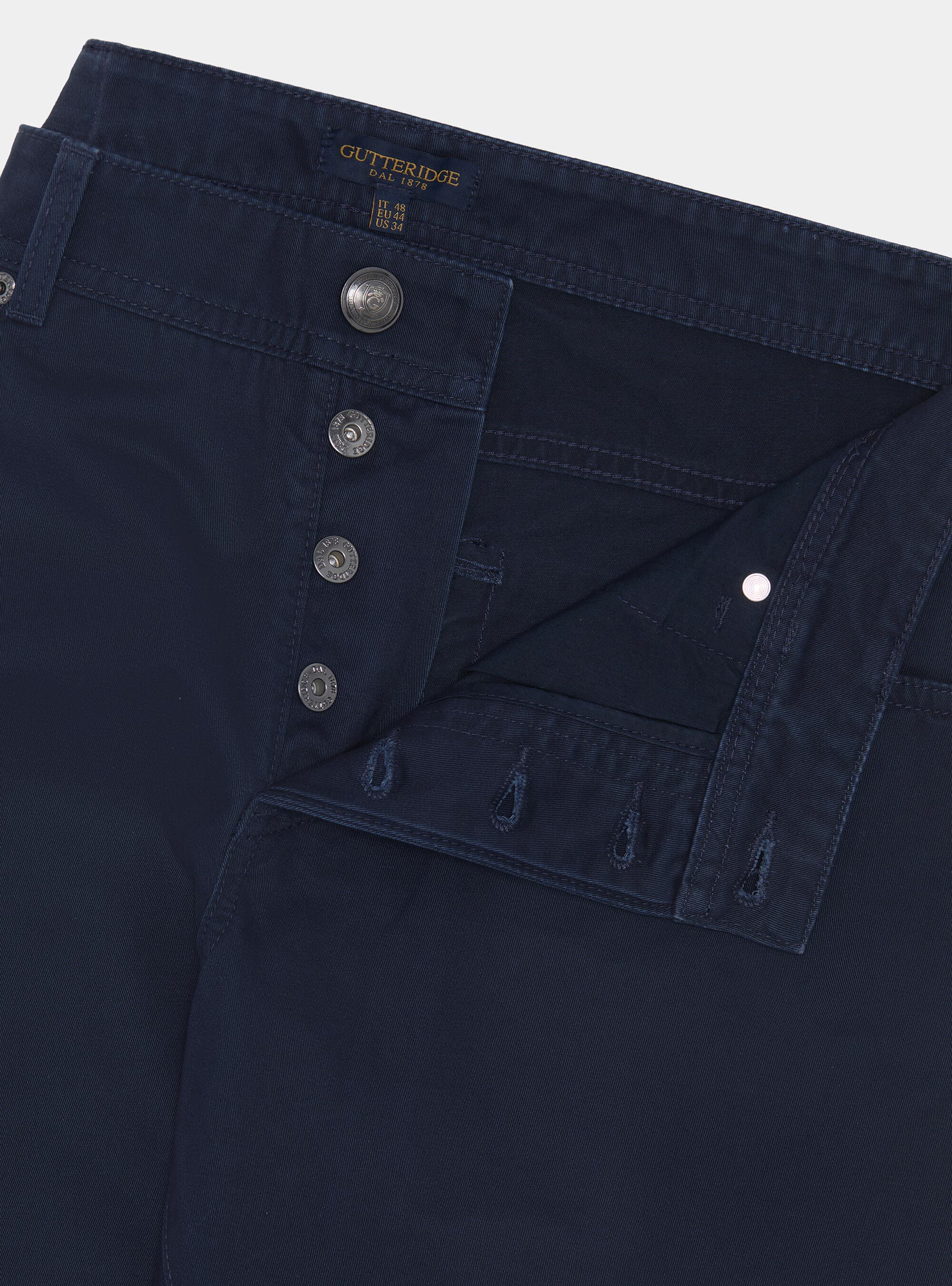 Pantaloni slim fit in twill di cotone, BLU NAVY