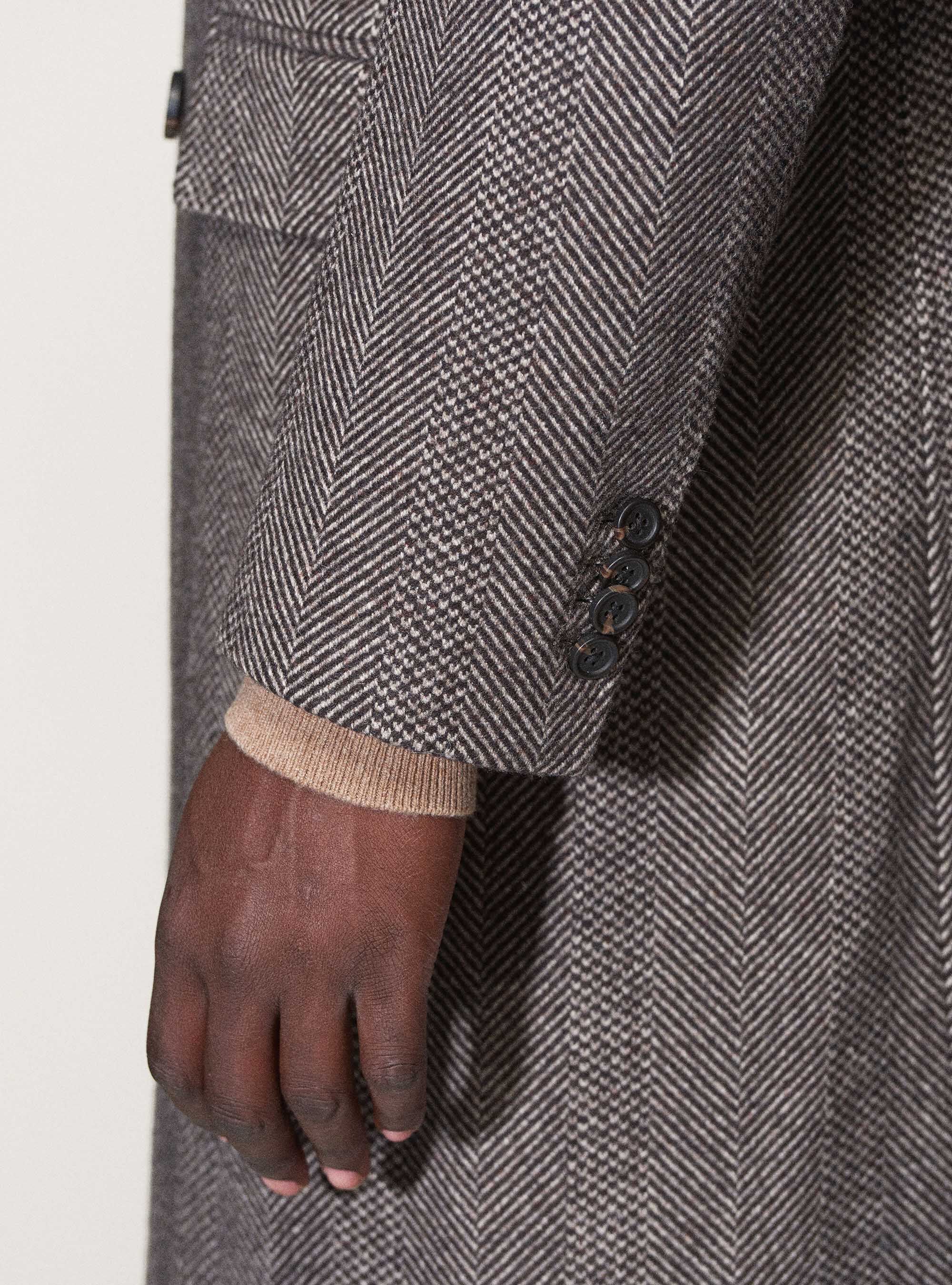 Herringbone wool blend coat