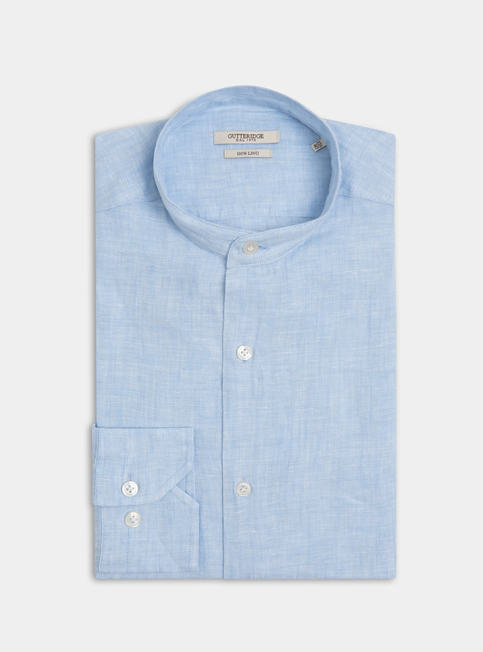 Pure Linen Korean Shirt, LIGHT BLUE