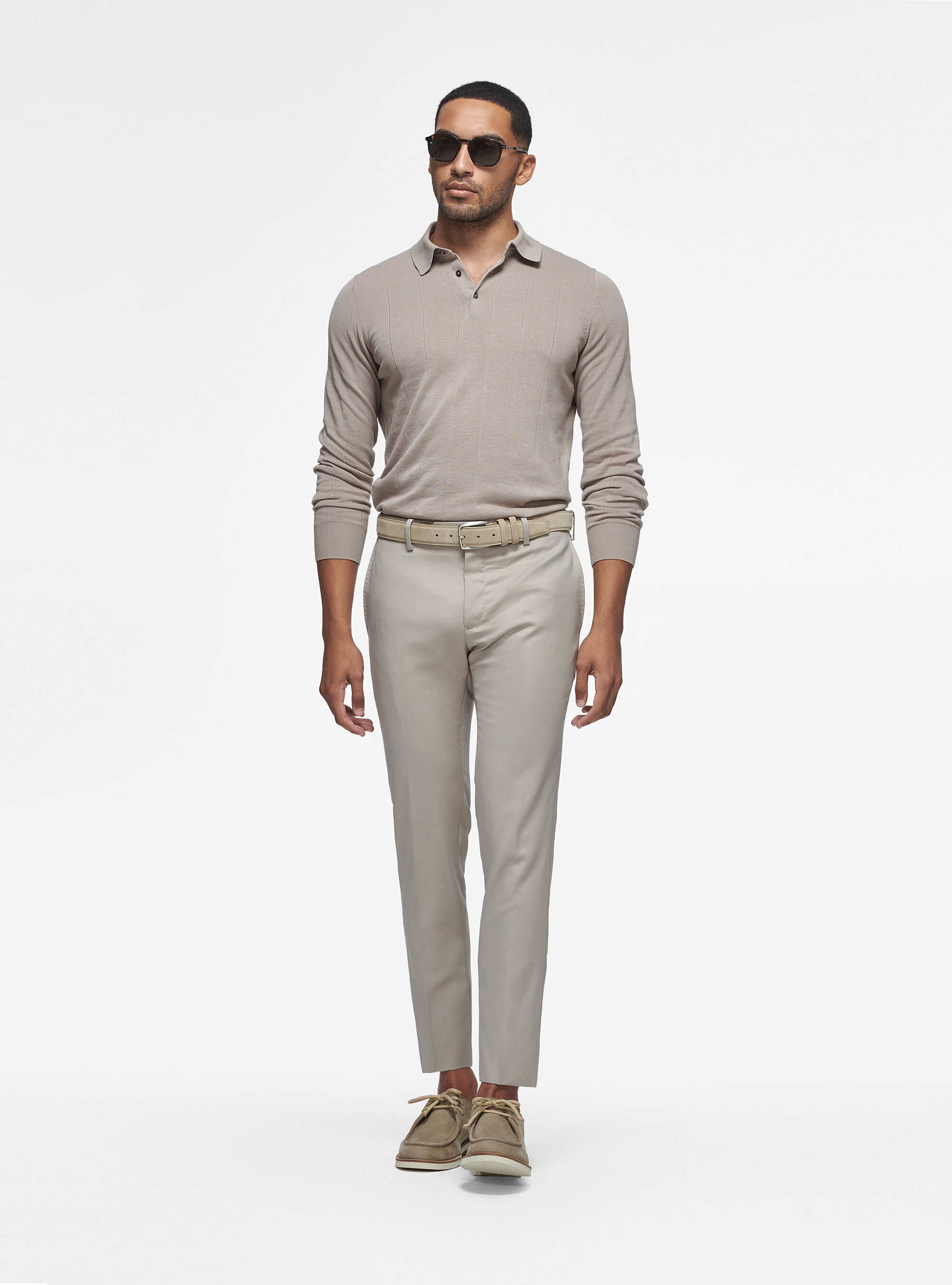 Long-sleeved knit polo shirt