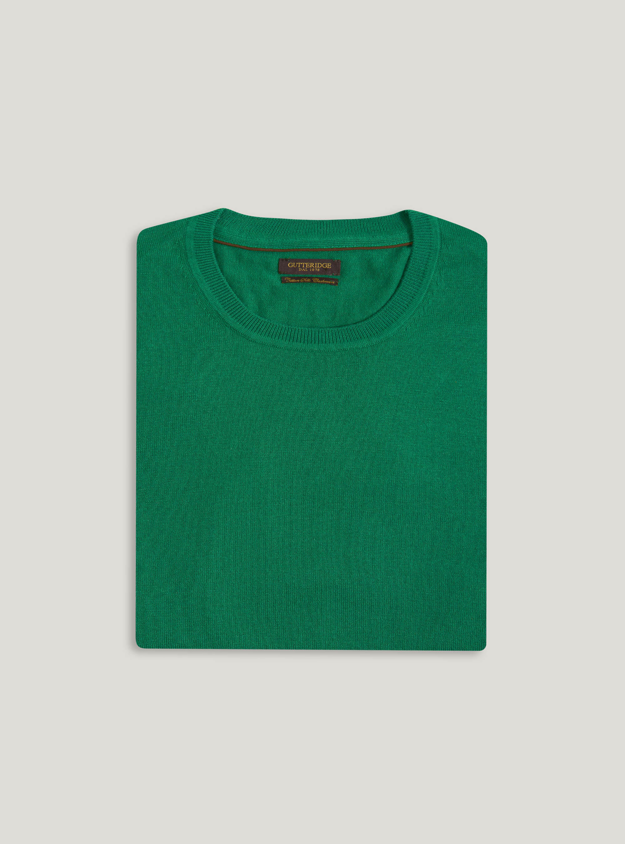 Maglia girocollo in cotone seta e cashmere, OLIVA