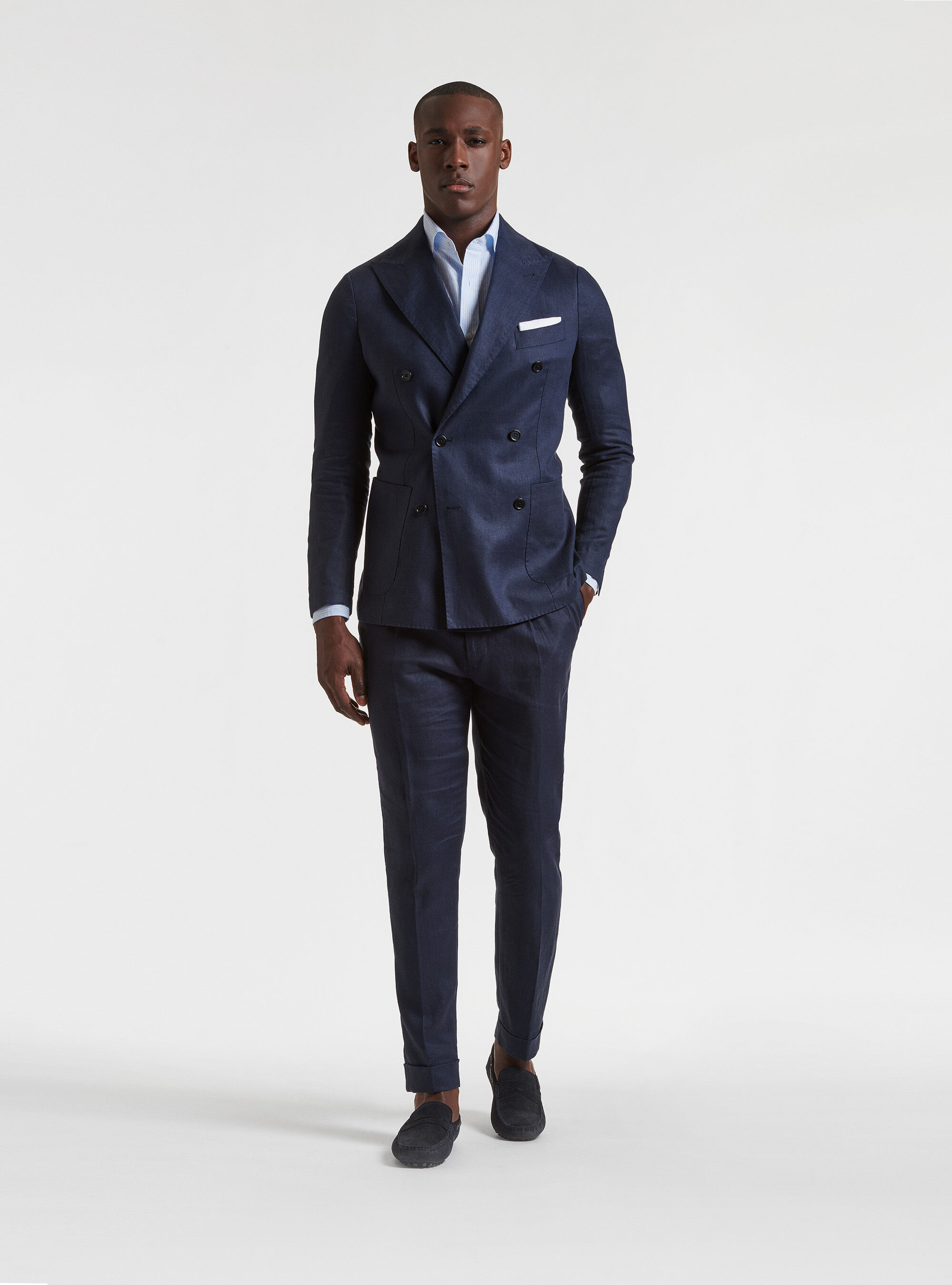 Linen double-breasted blazer