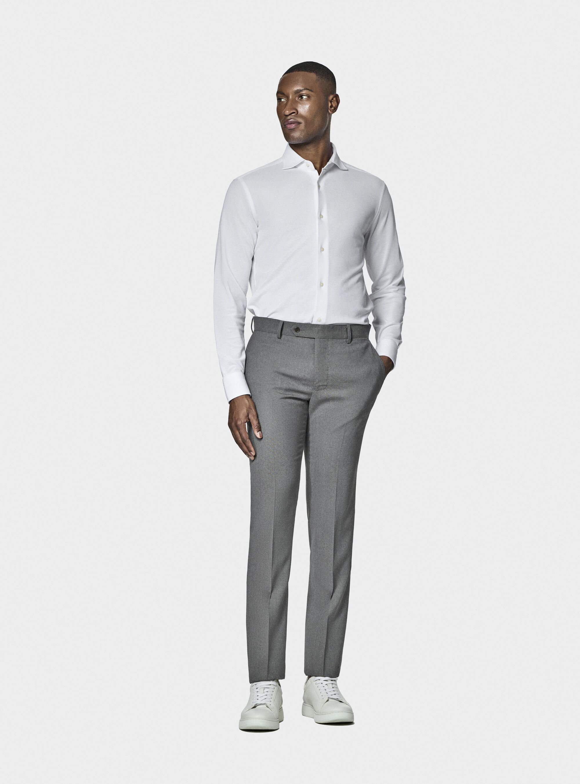 Camicia a polo GT01 in misto cotone piquet, BIANCO