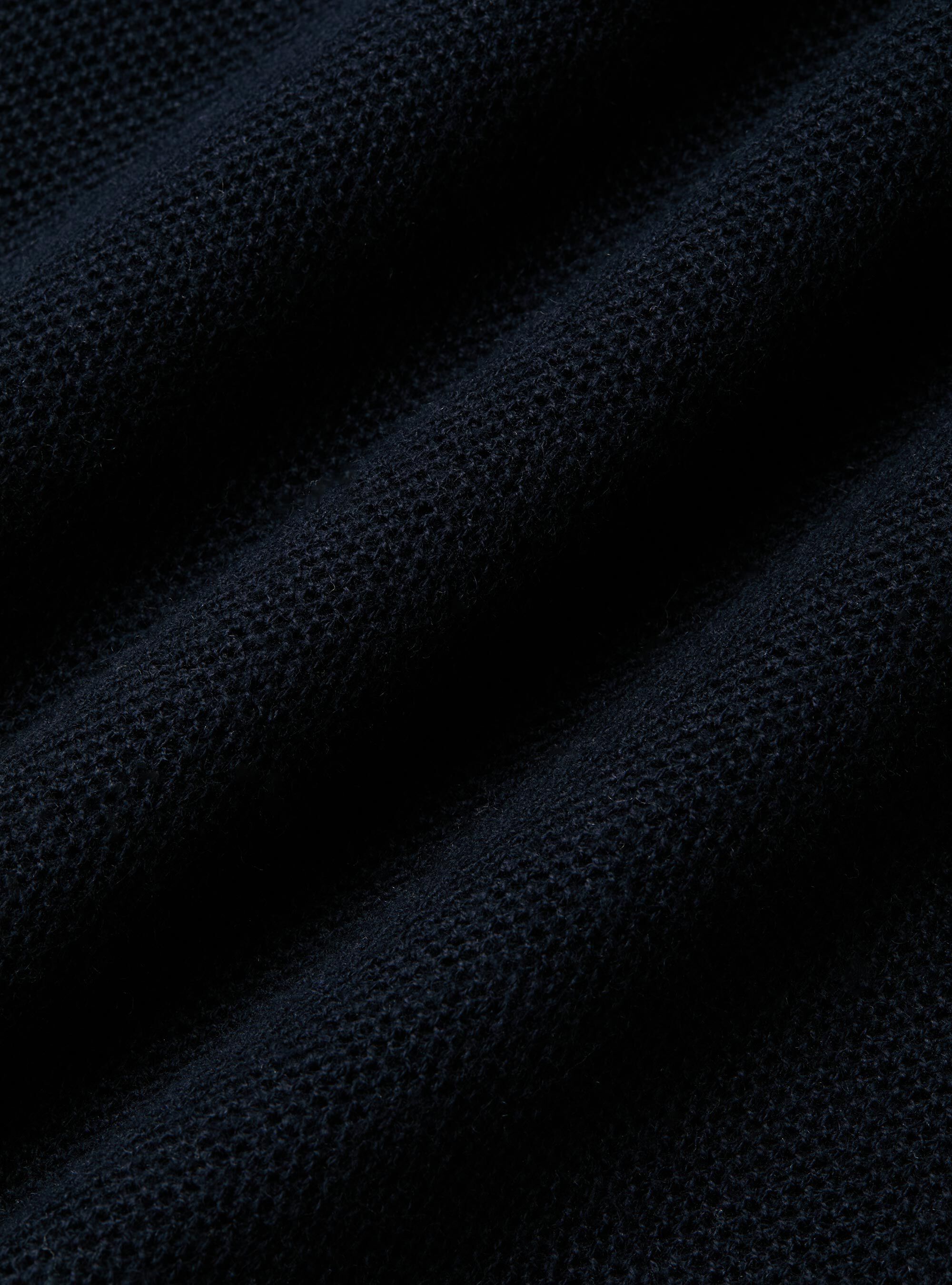 Girocollo in maglia nido d'ape in cotone cashmere, AZUL MARINO