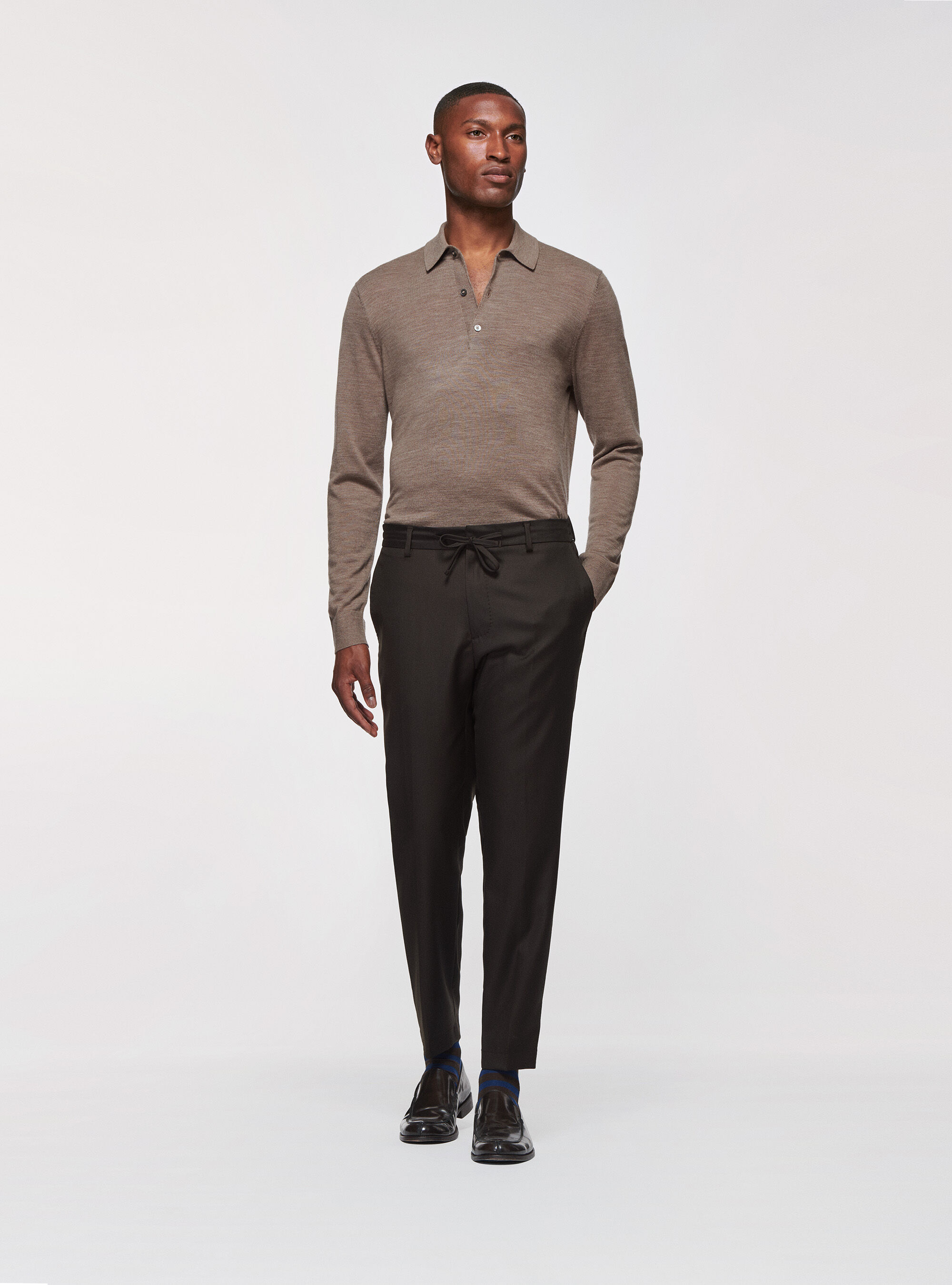 Pantaloni con coulisse in pura lana