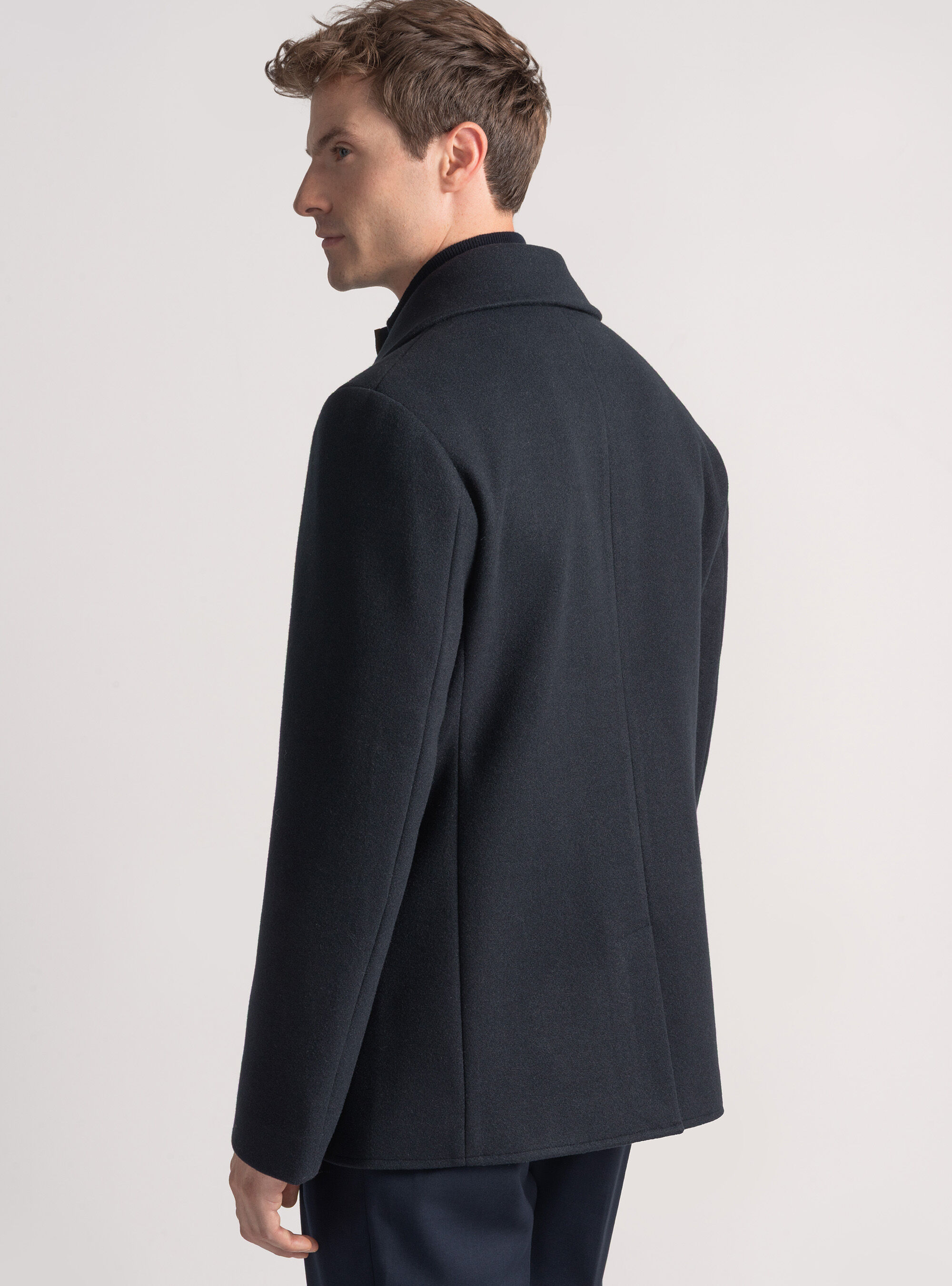 Peacoat de color liso, AZUL MARINO