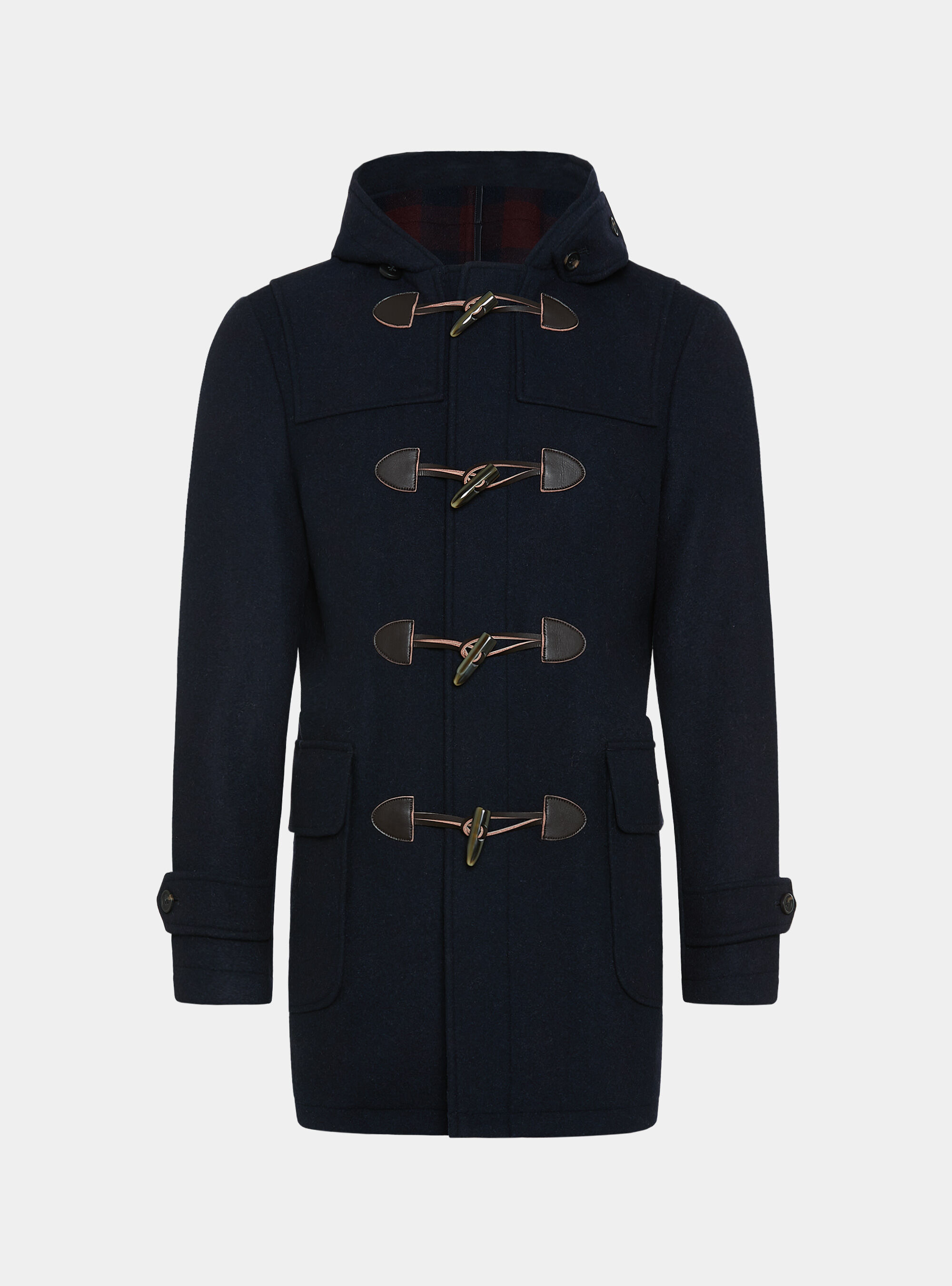 Wool-blend Montgomery duffel coat with checked interior