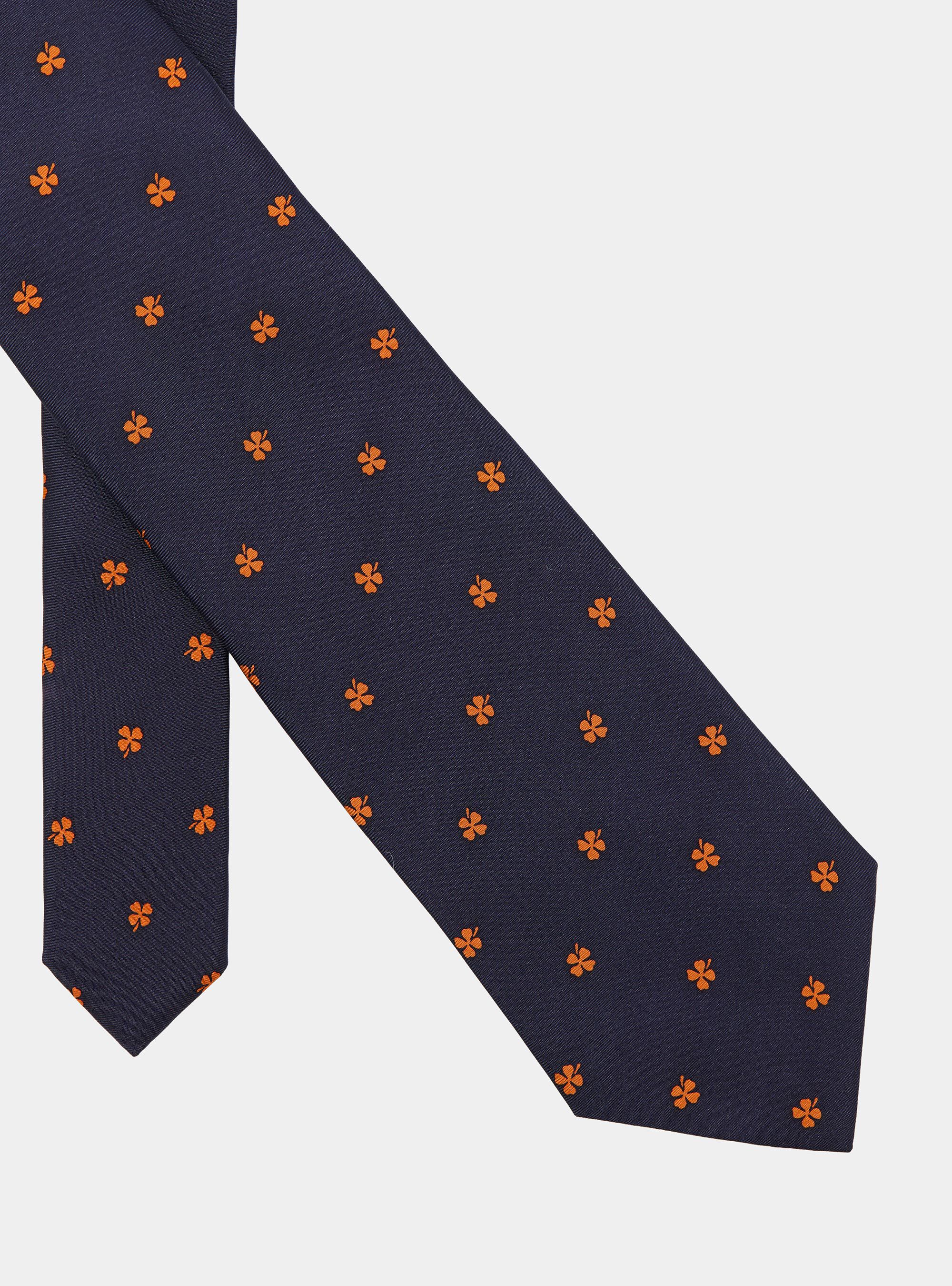 Silk tie with a four-leaf clover print