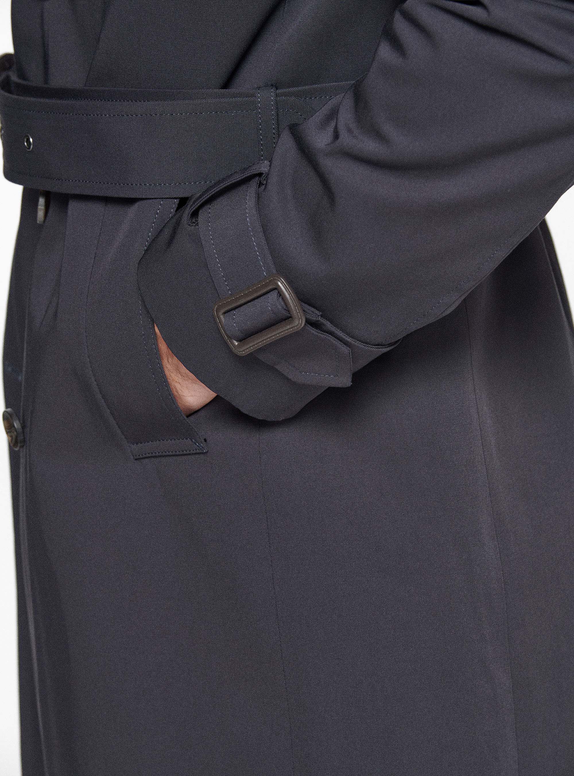 Cotton twill trench coat, NAVY BLUE