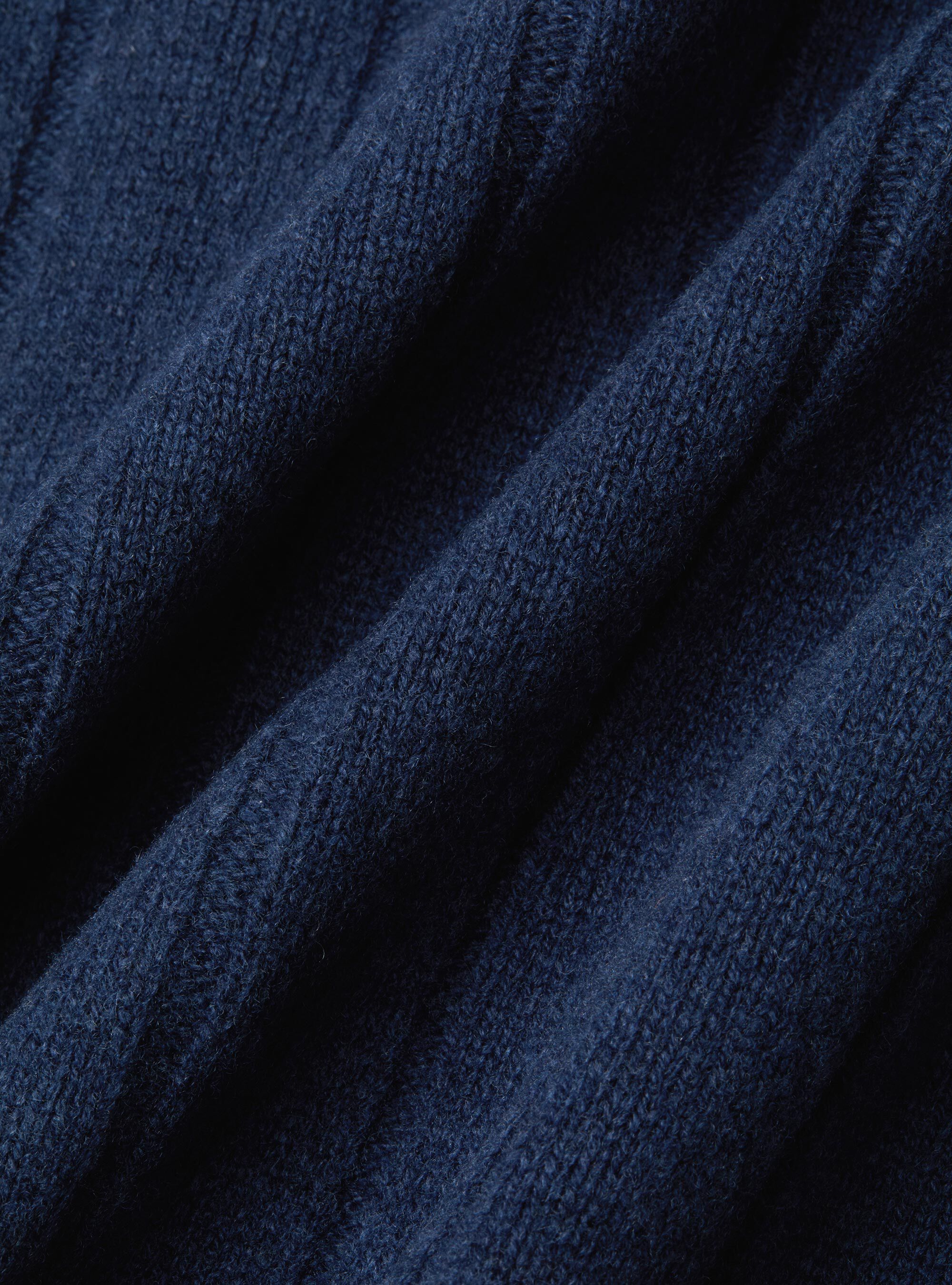 Full-Zip Pullover aus Wolle-Kaschmir mit Flachrippe, INCHIOSTRO 0232C