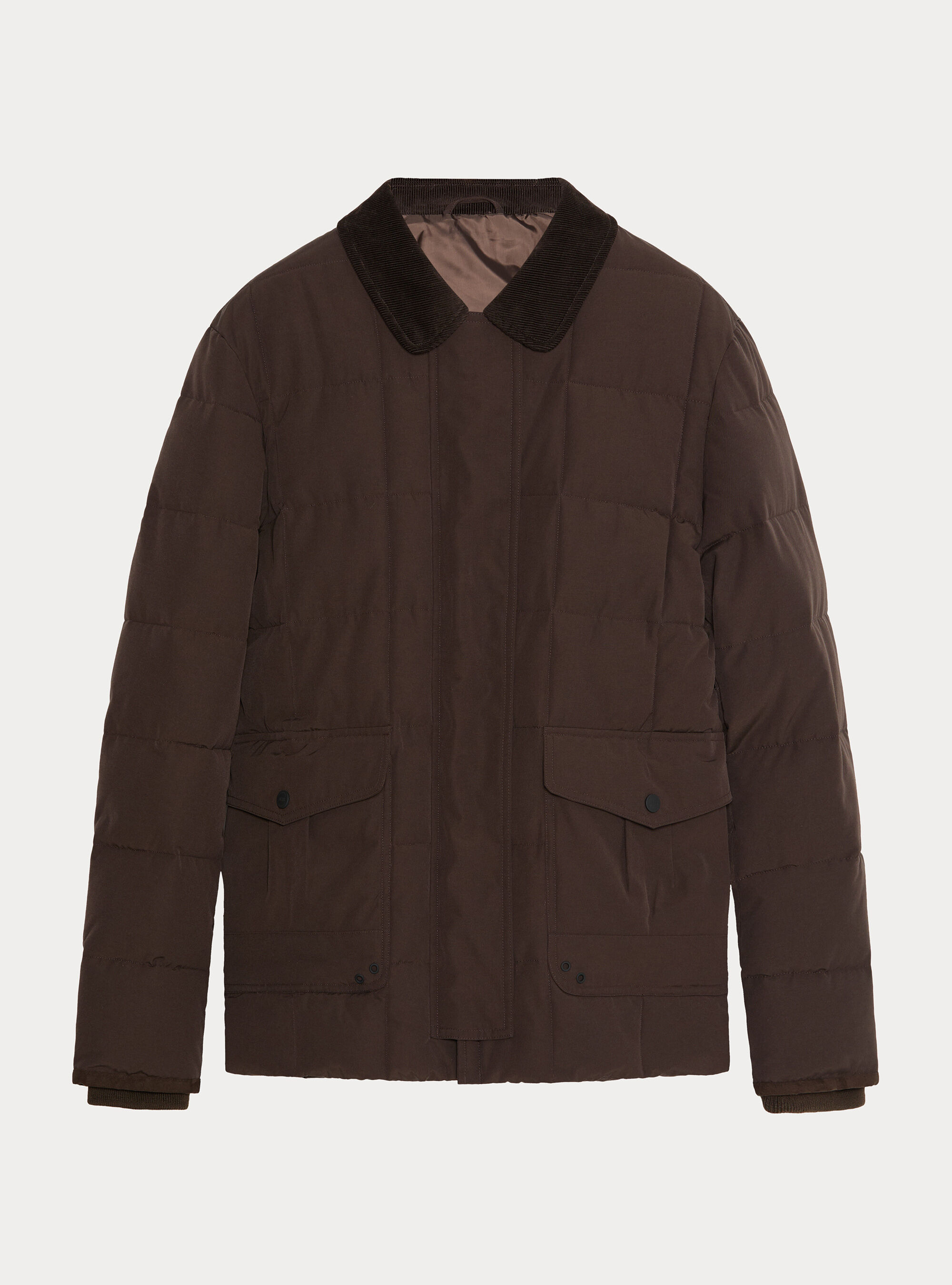 Classic quilted shirt-collar jacket, MARRONE 0508C