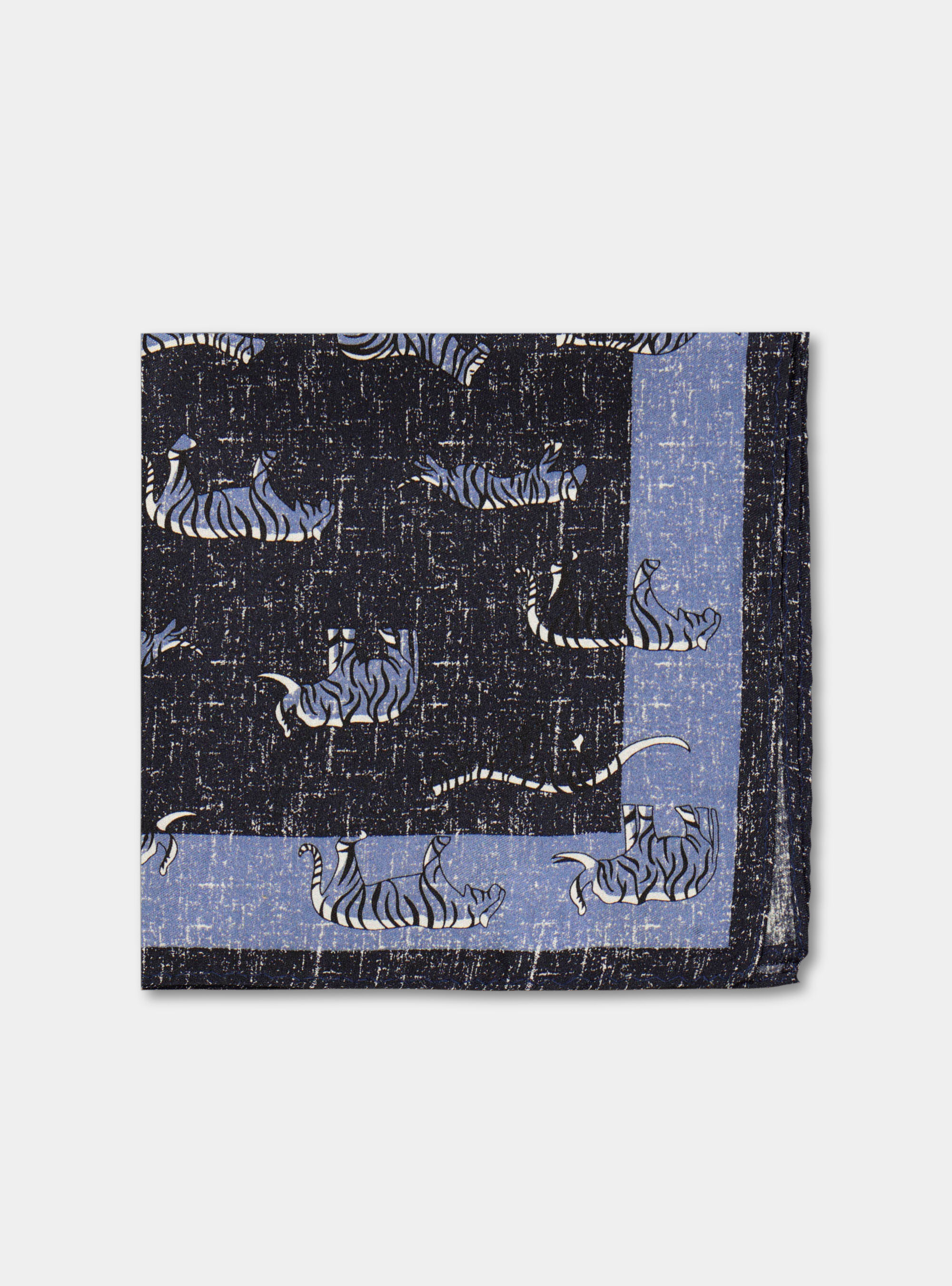 Pochette safari in seta stampata, BLU NAVY