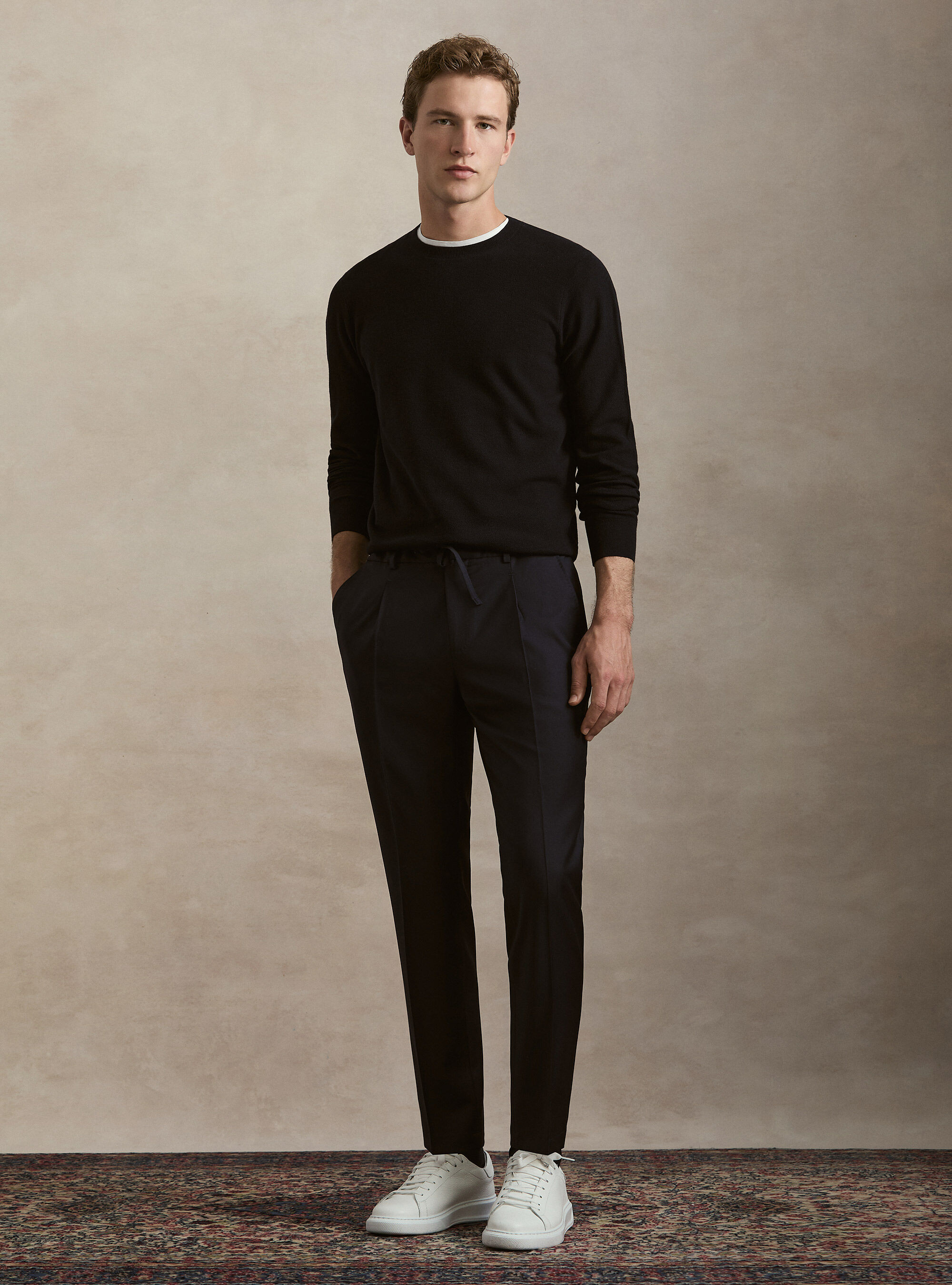 Girocollo in maglia nido d'ape in cotone cashmere