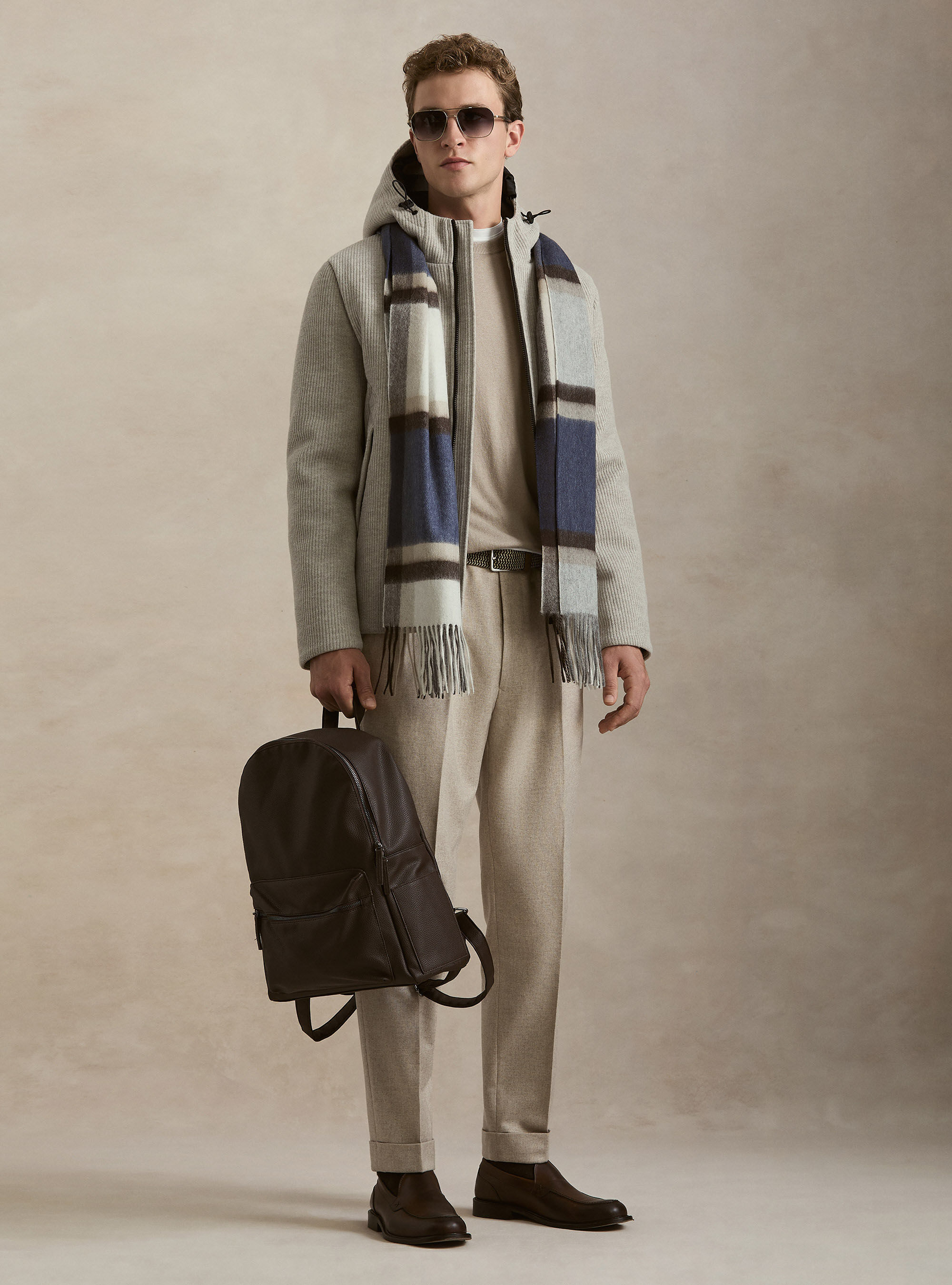 Ribbed hooded puffer jacket