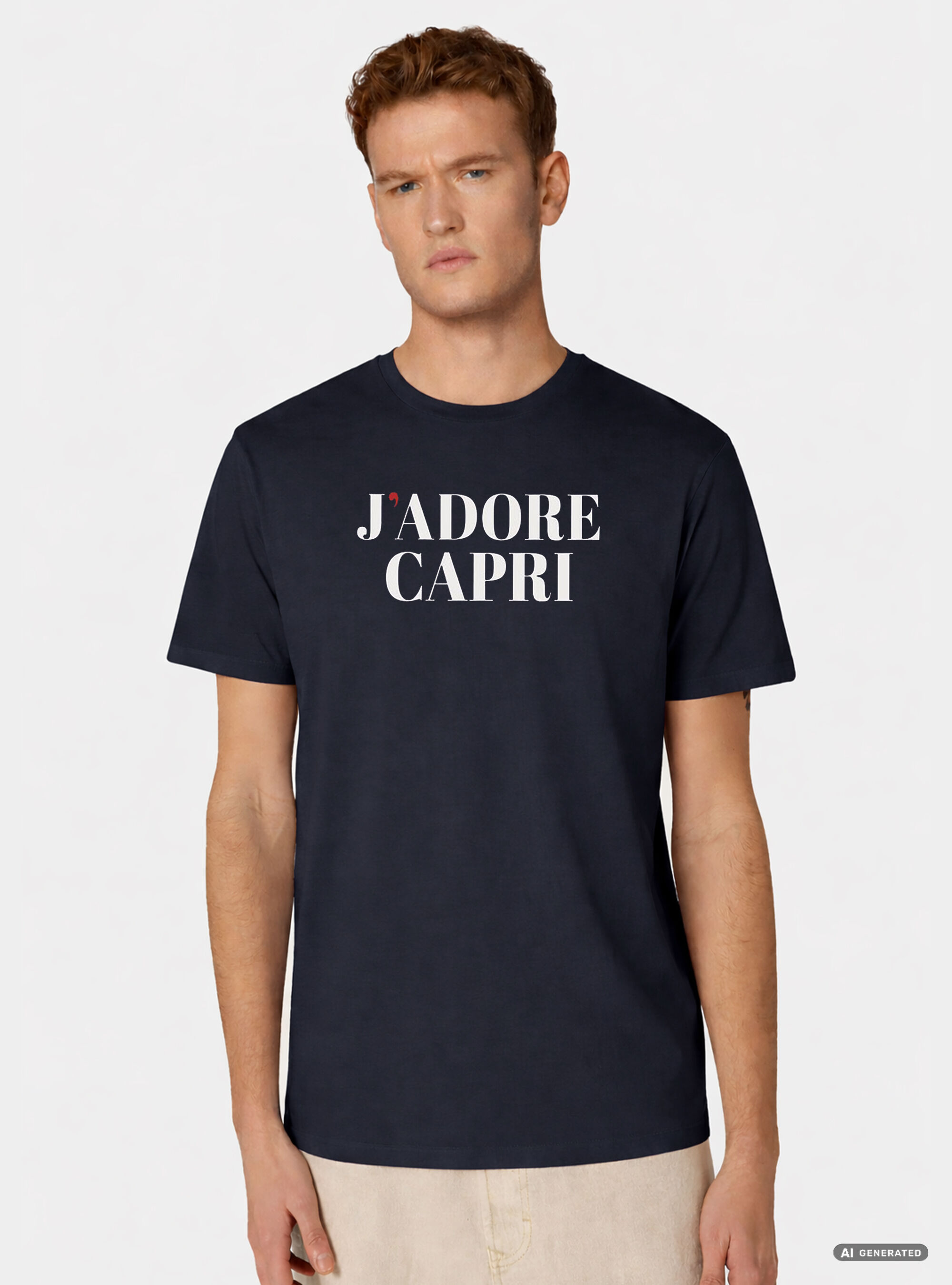 T-shirt in cotone con stampa "j'adore capri"
