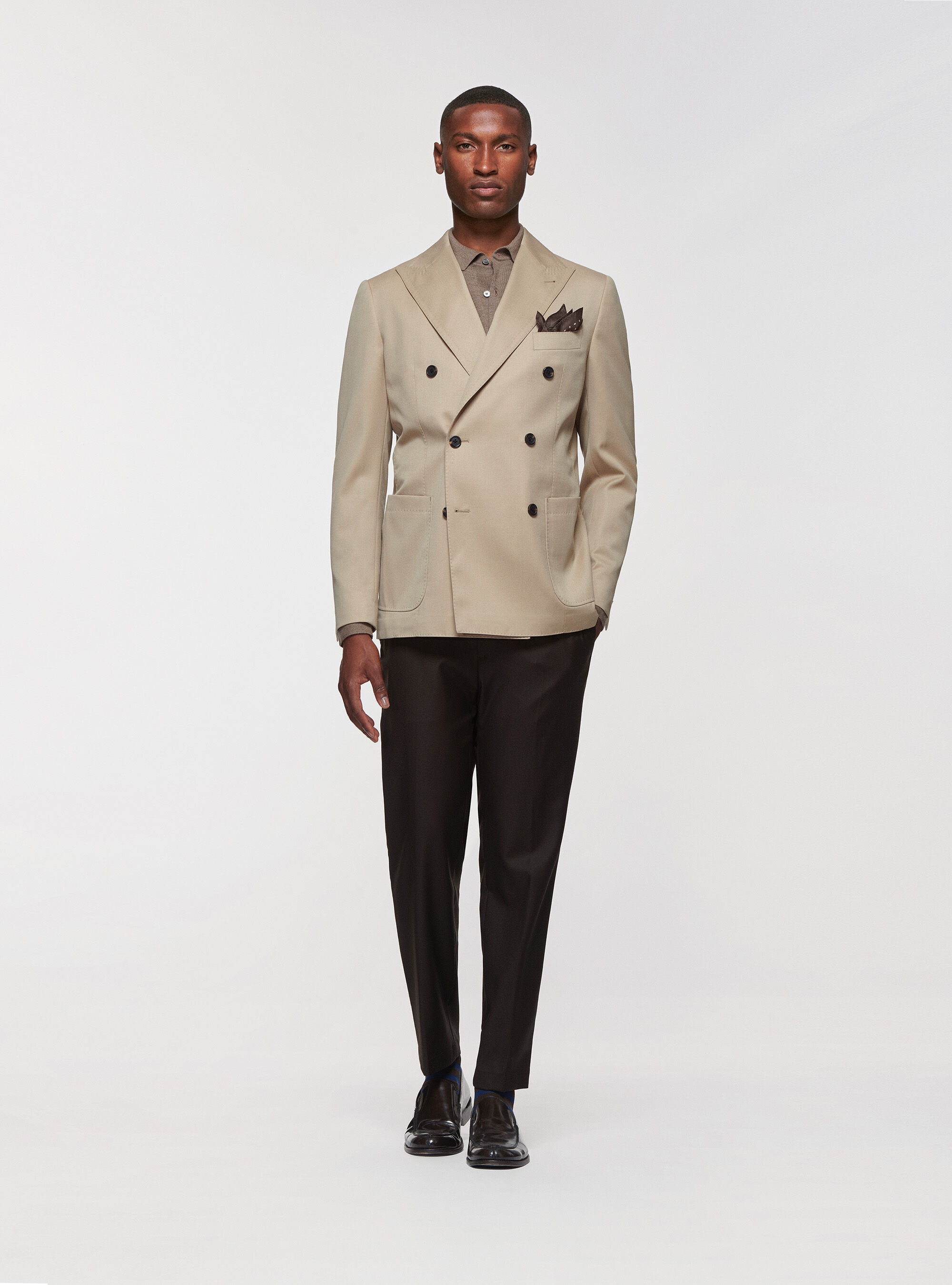Double breasted tan store blazer