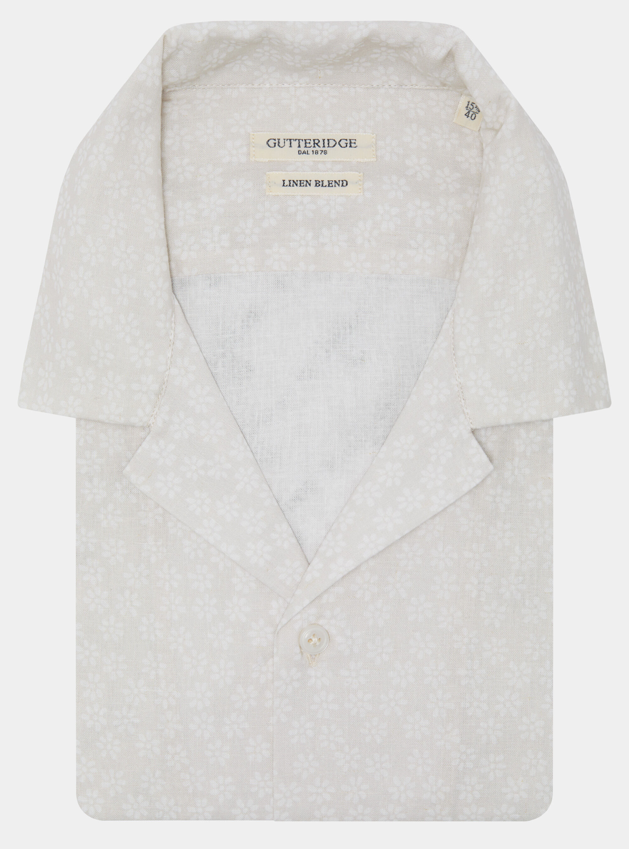 Camicia bowling in lino e cotone stampato, ECRU