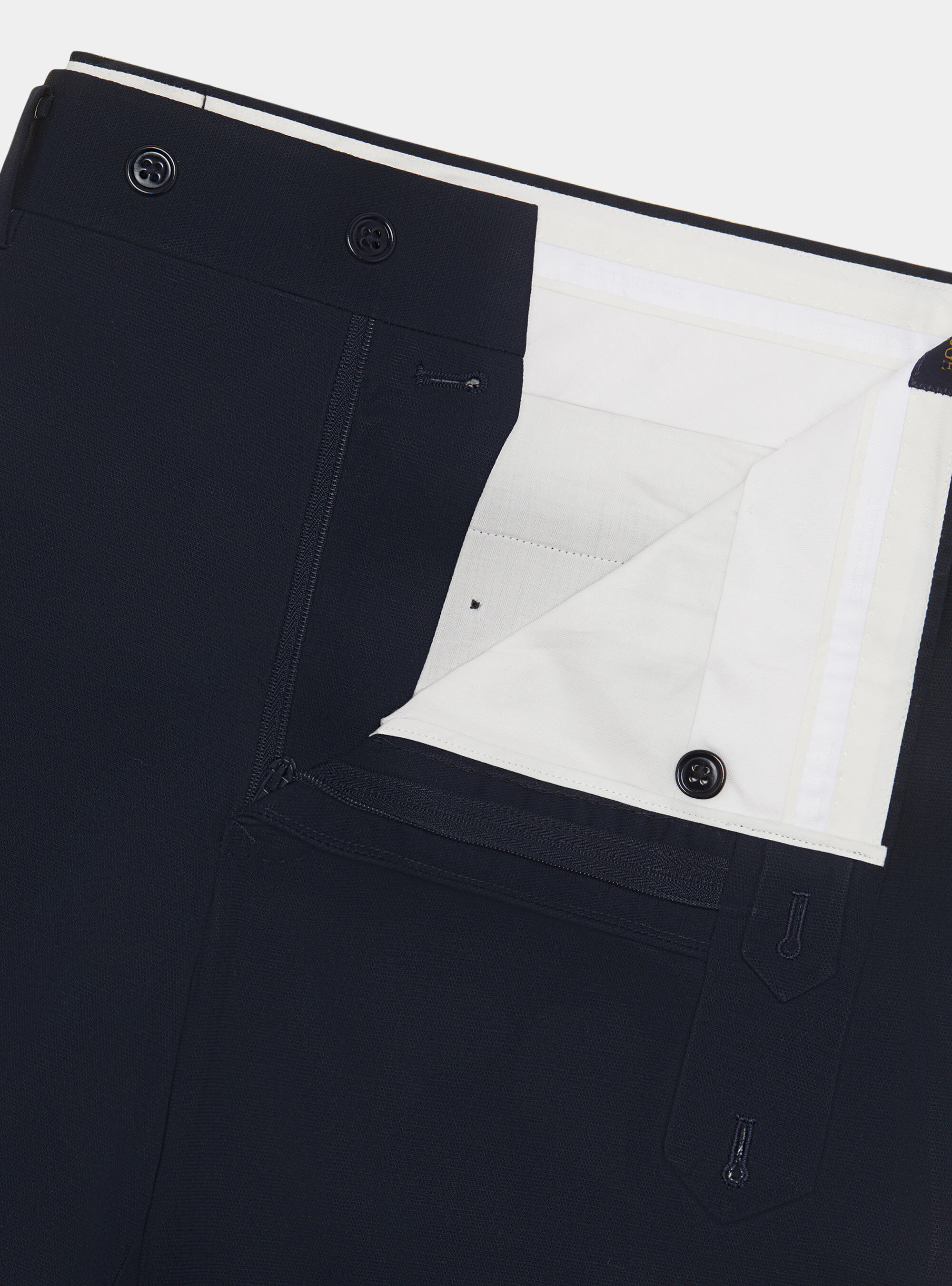 Pantaloni abito in cotone armaturato, BLU NAVY