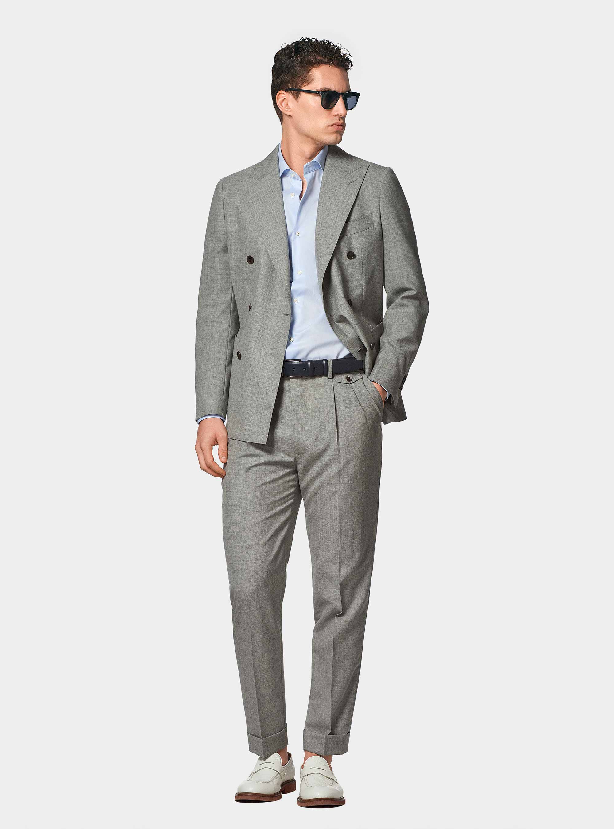 Zweireihige Jacke aus reiner Wolle von Vitale Barberis Canonico, GRIGIO CHIARO MEL 0150C