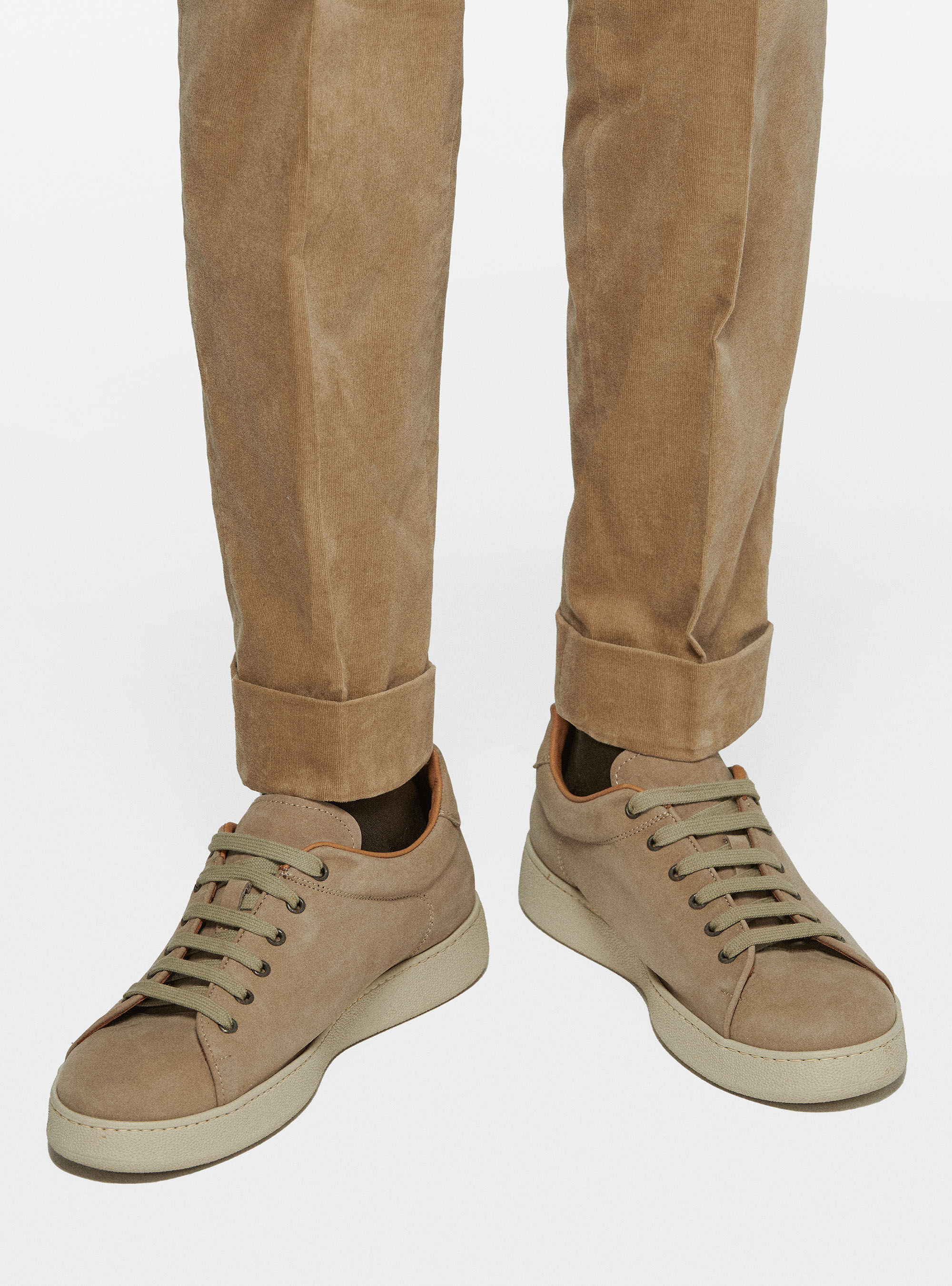 Pantaloni con elastico in velluto millerighe, SABBIA