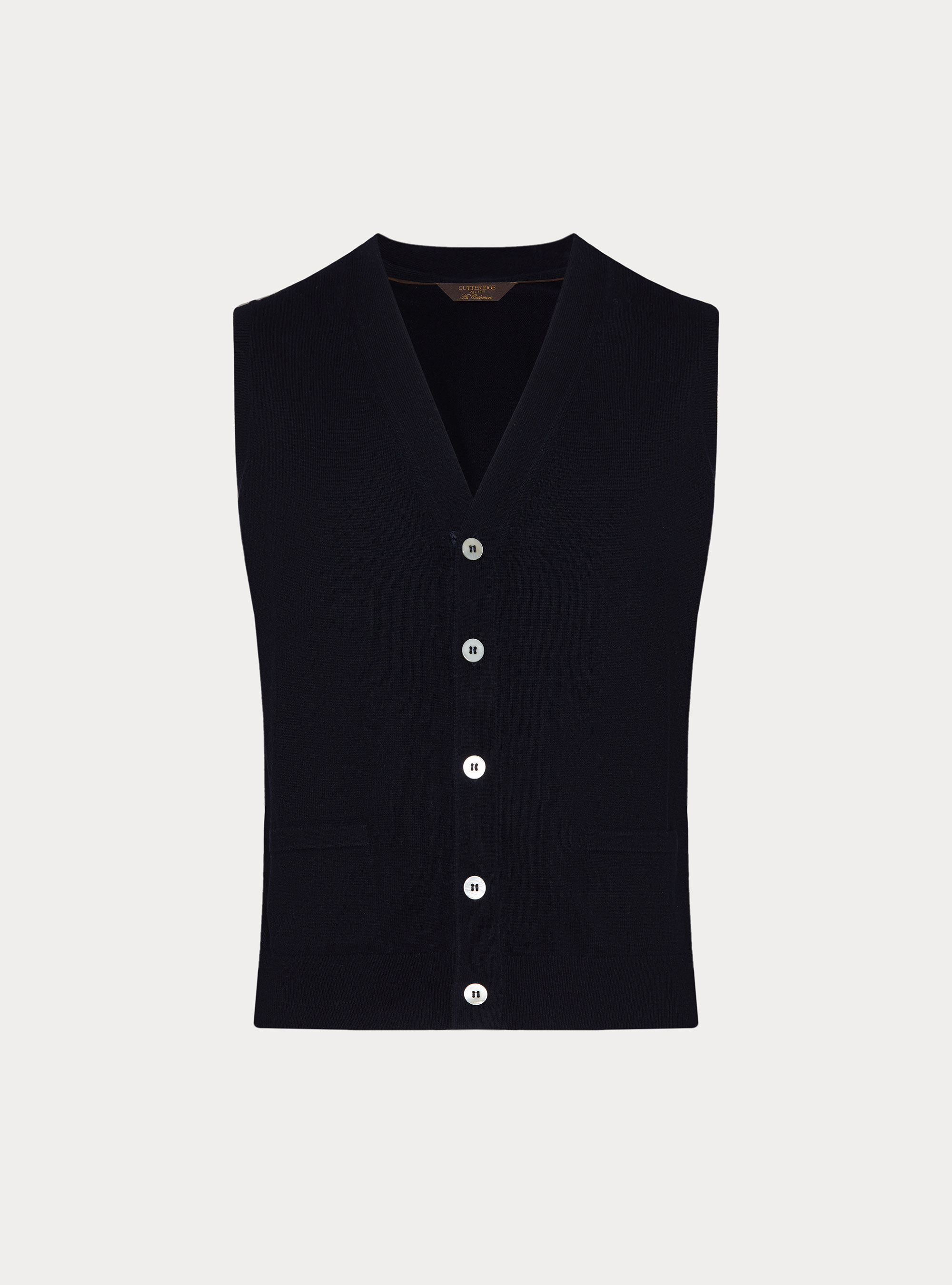 Knitted wool-blend buttoned vest, NAVY BLUE