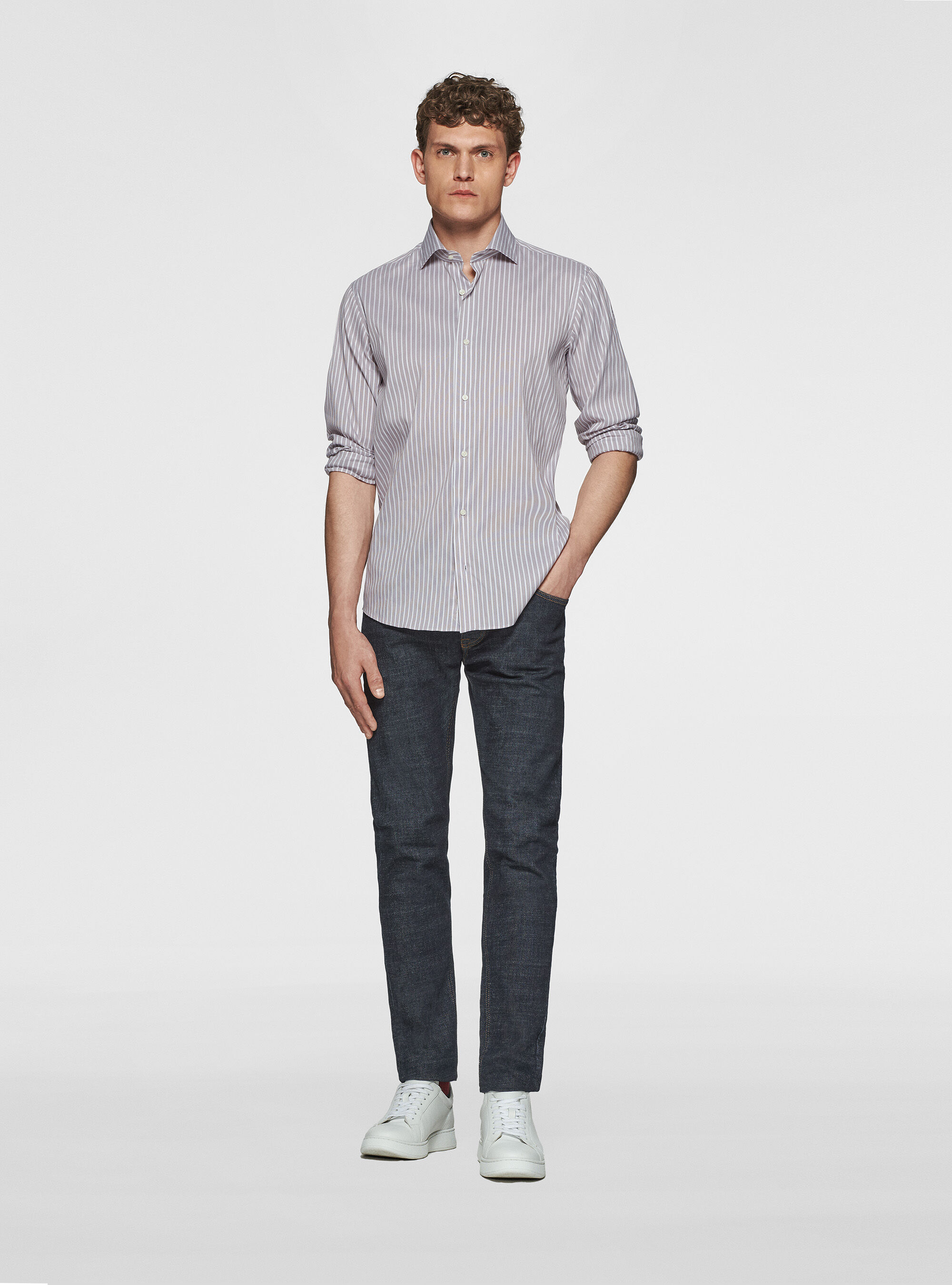 Camicia rigata in misto cotone stretch Gutteridge Uomo