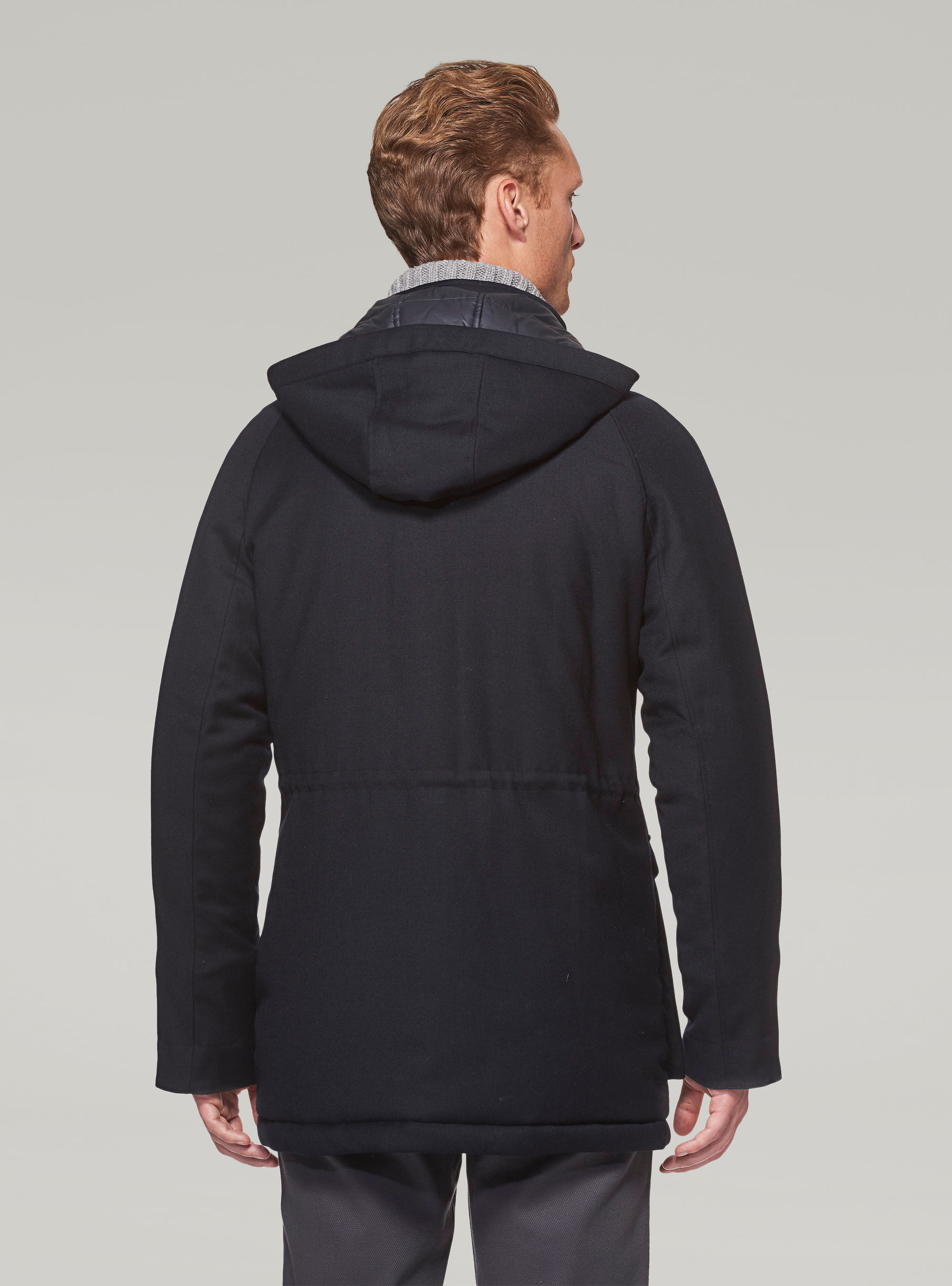 Padded wool jacket, NAVY BLUE